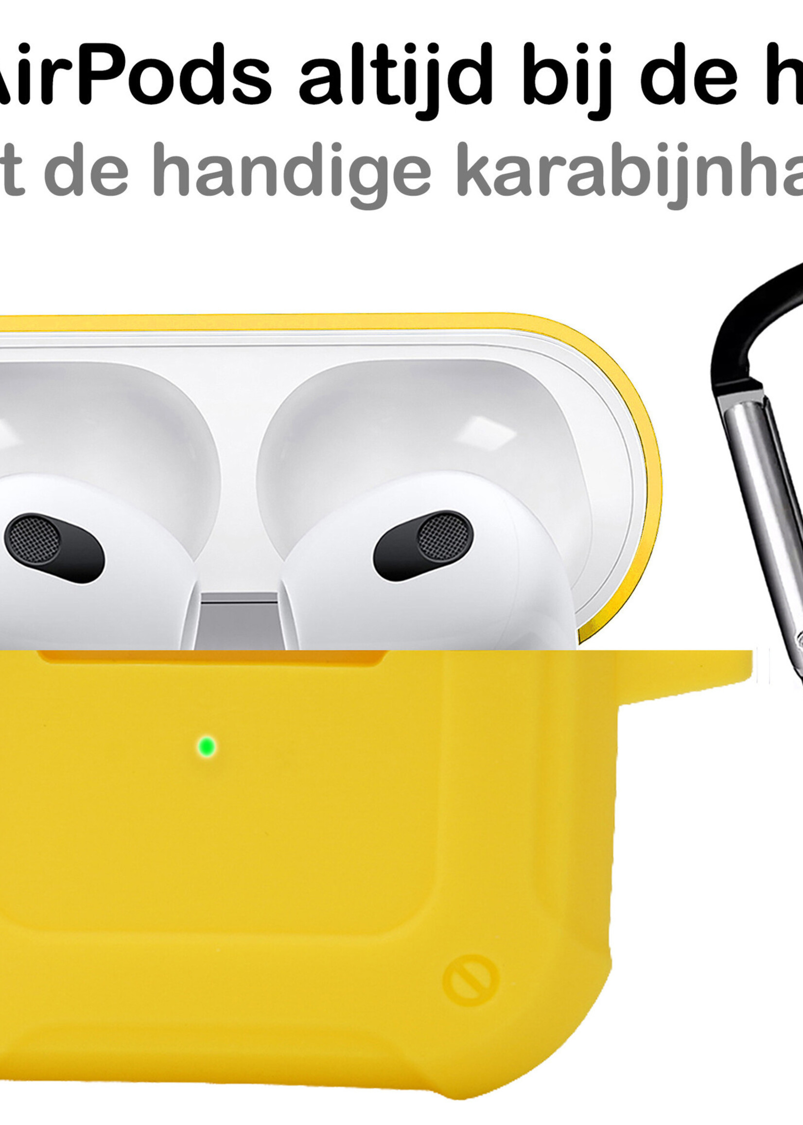 BTH Airpods 3 Hoesje Case Shock Hoes Geschikt voor Apple AirPods 3 Case Hoesje Met Clip - Geel