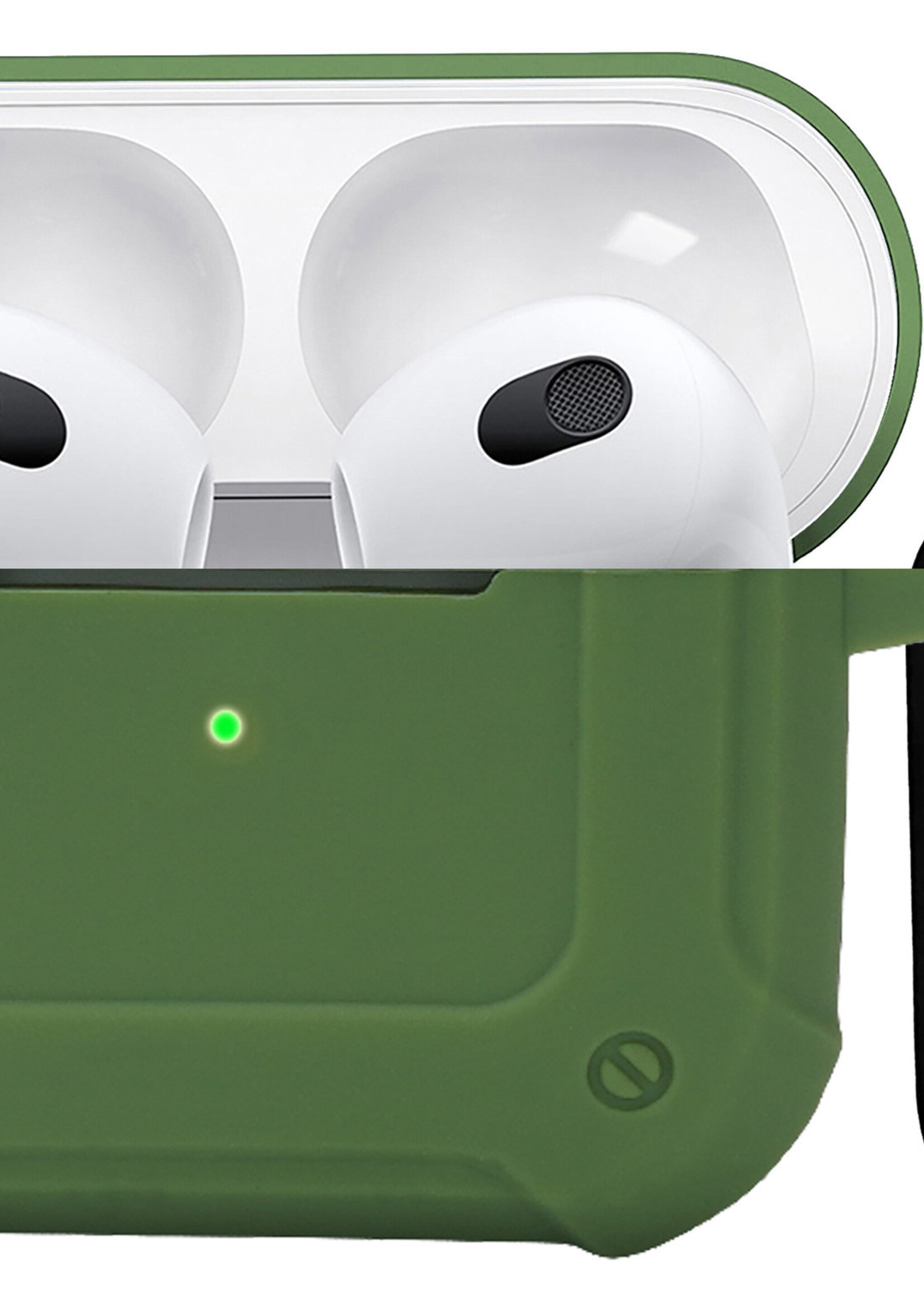 BTH Airpods 3 Hoesje Case Shock Hoes Geschikt voor Apple AirPods 3 Case Hoesje Met Clip - Groen