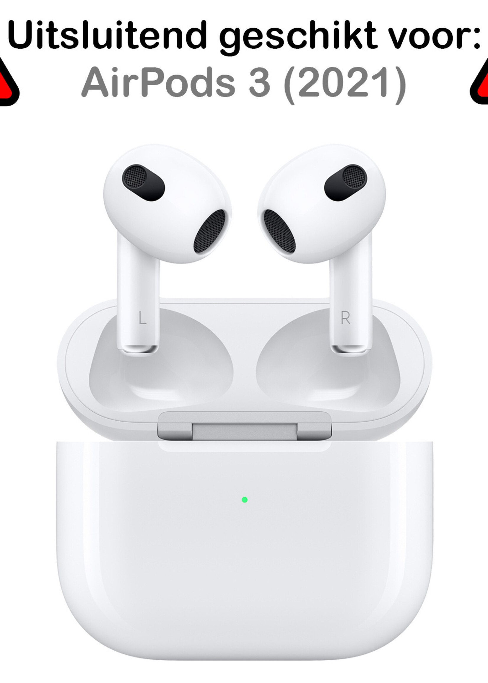 BTH Airpods 3 Hoesje Case Shock Hoes Geschikt voor Apple AirPods 3 Case Hoesje Met Clip - Groen