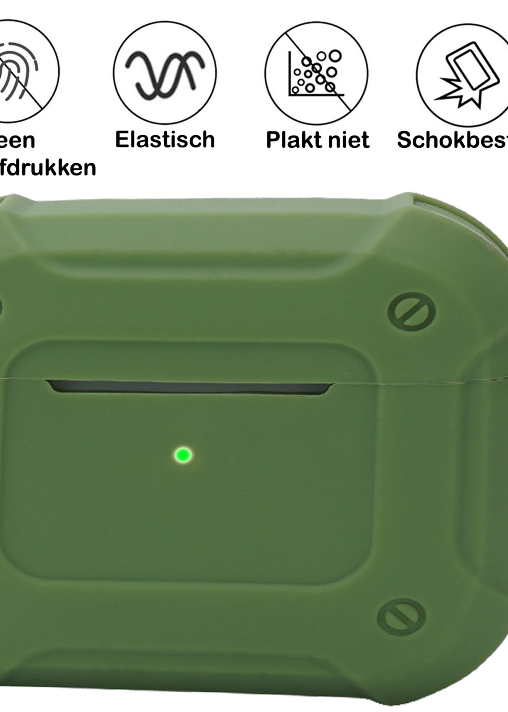 BTH Airpods 3 Hoesje Case Shock Hoes Geschikt voor Apple AirPods 3 Case Hoesje Met Clip - Groen