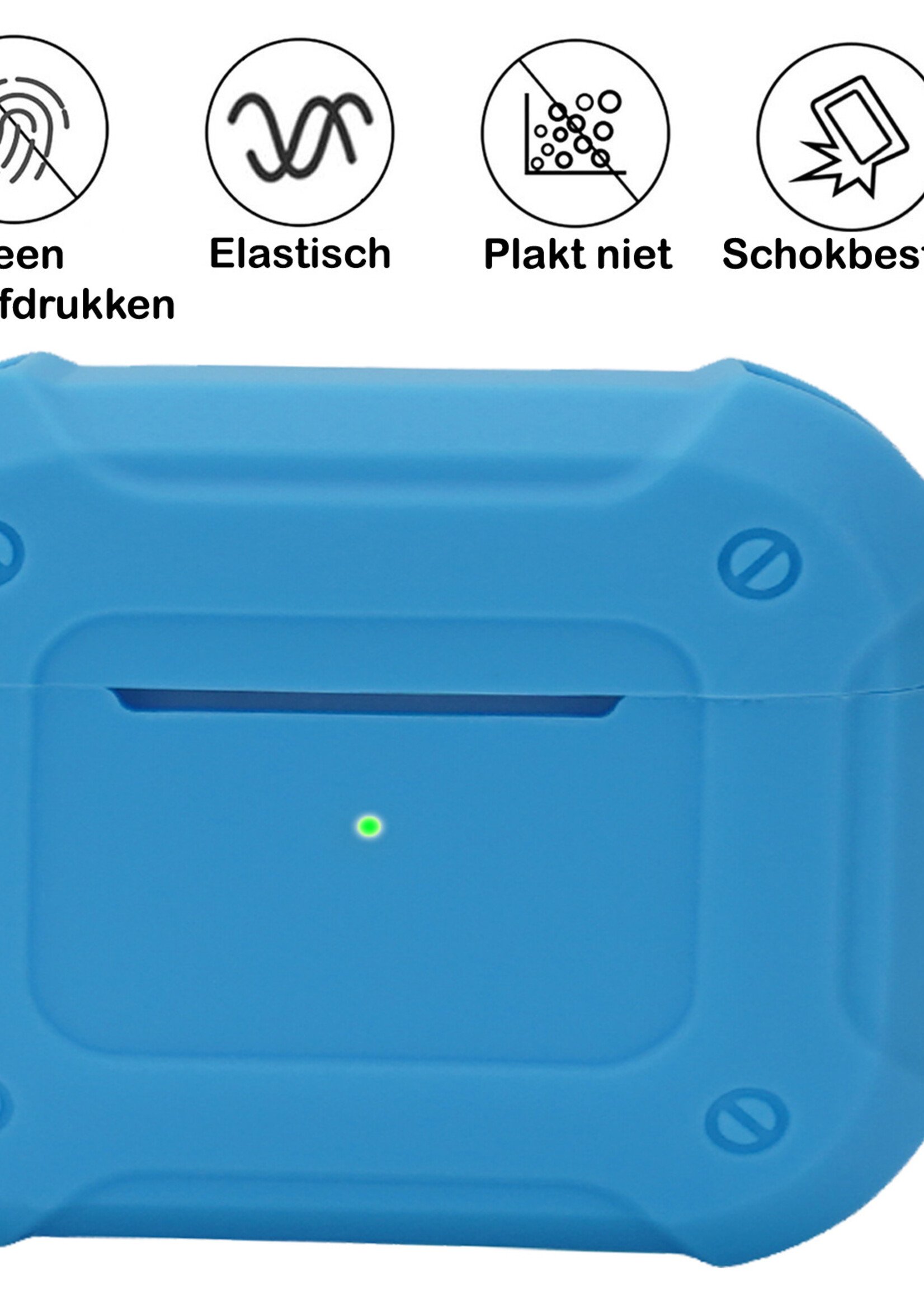 BTH Airpods 3 Hoesje Case Shock Hoes Geschikt voor Apple AirPods 3 Case Hoesje Met Clip - Licht Blauw