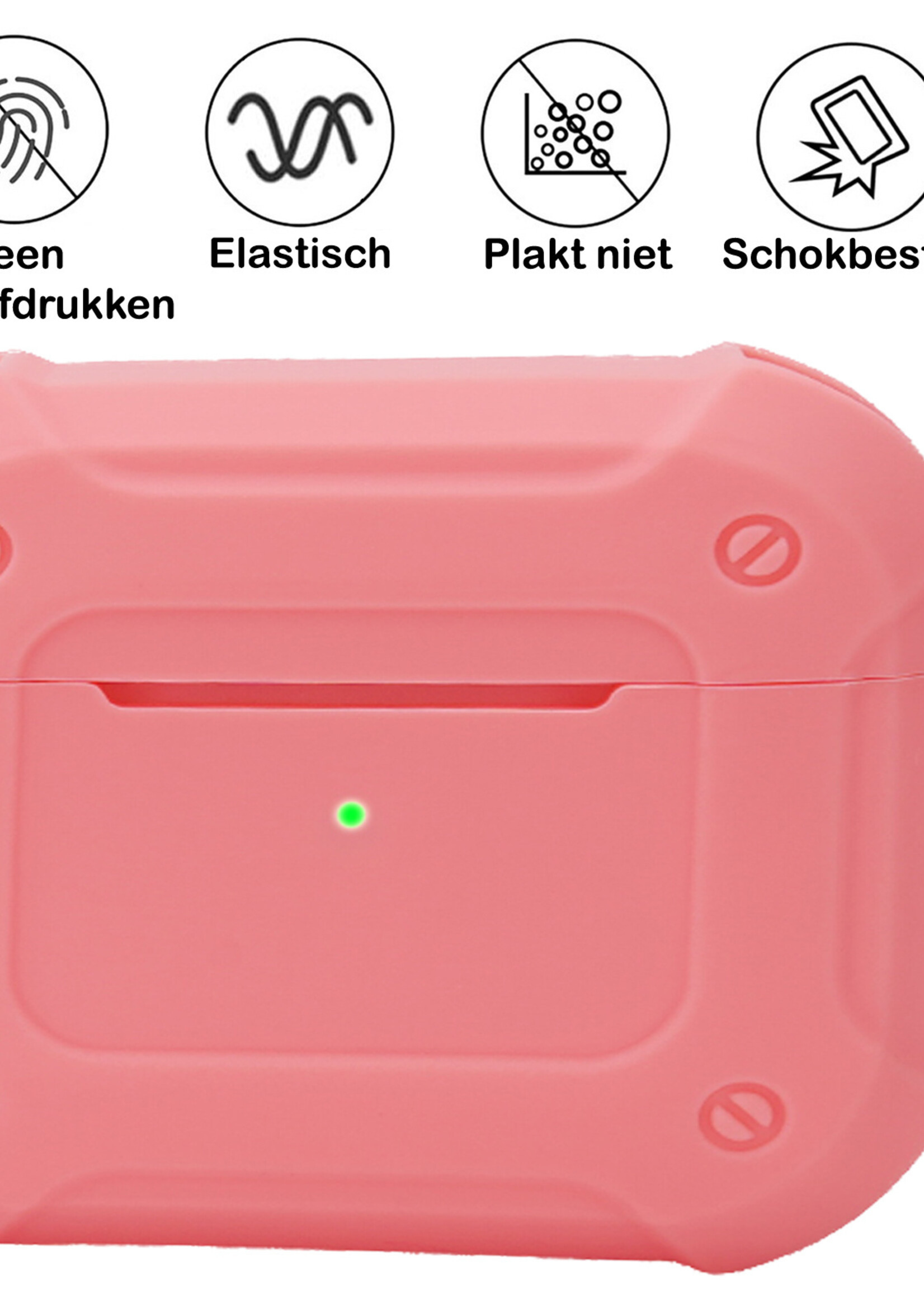 BTH Airpods 3 Hoesje Case Shock Hoes Geschikt voor Apple AirPods 3 Case Hoesje Met Clip - Licht Roze