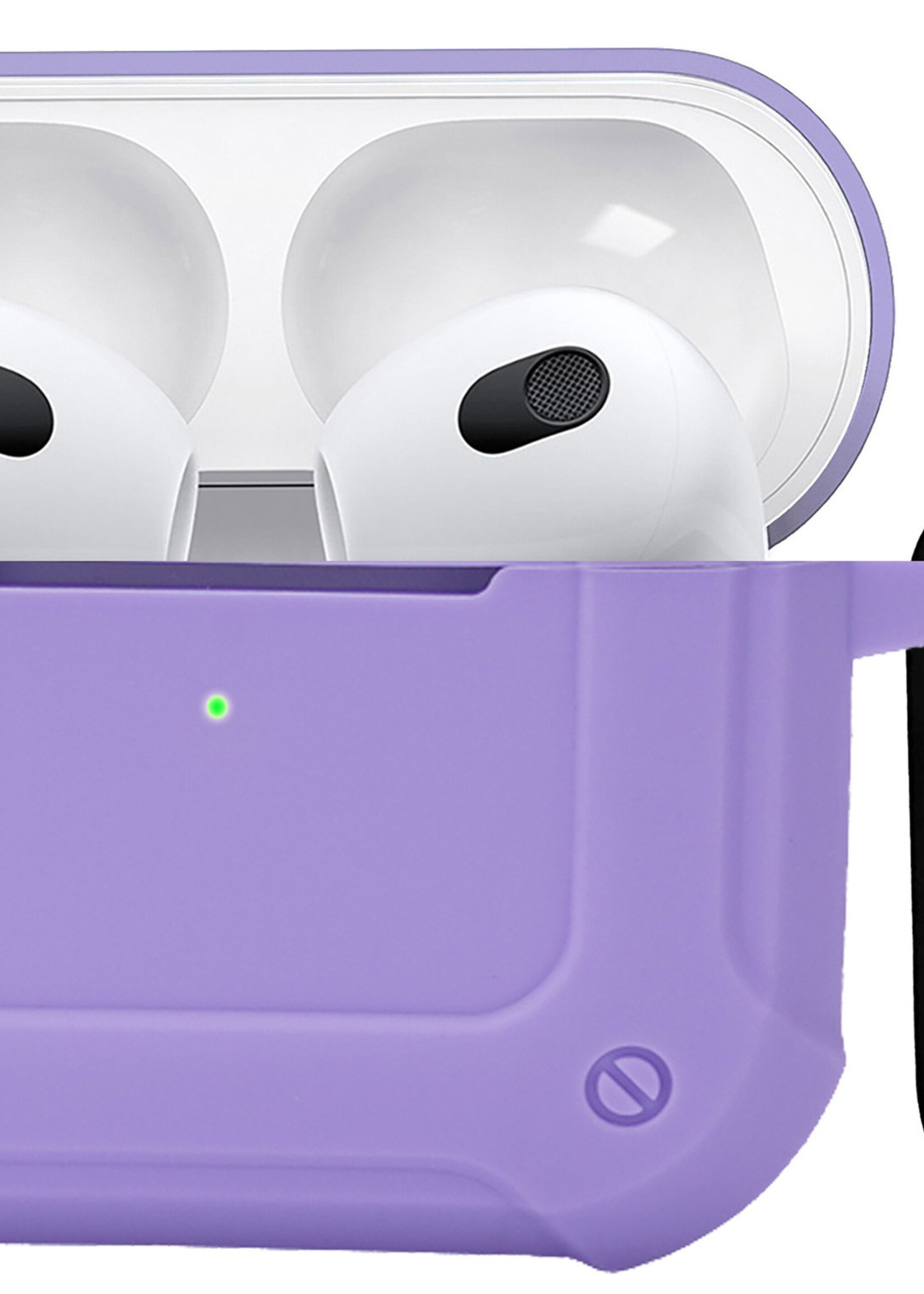 BTH Airpods 3 Hoesje Case Shock Hoes Geschikt voor Apple AirPods 3 Case Hoesje Met Clip - Lila