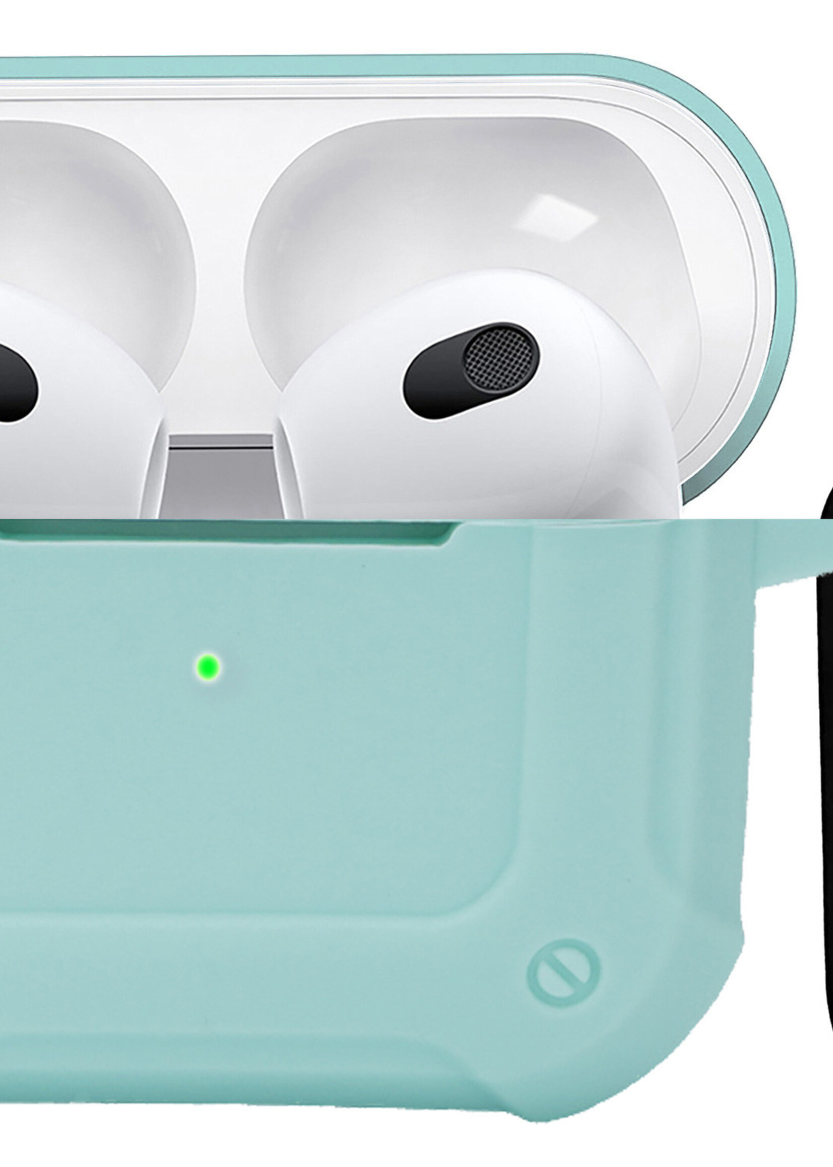 BTH Airpods 3 Hoesje Case Shock Hoes Geschikt voor Apple AirPods 3 Case Hoesje Met Clip - Mint