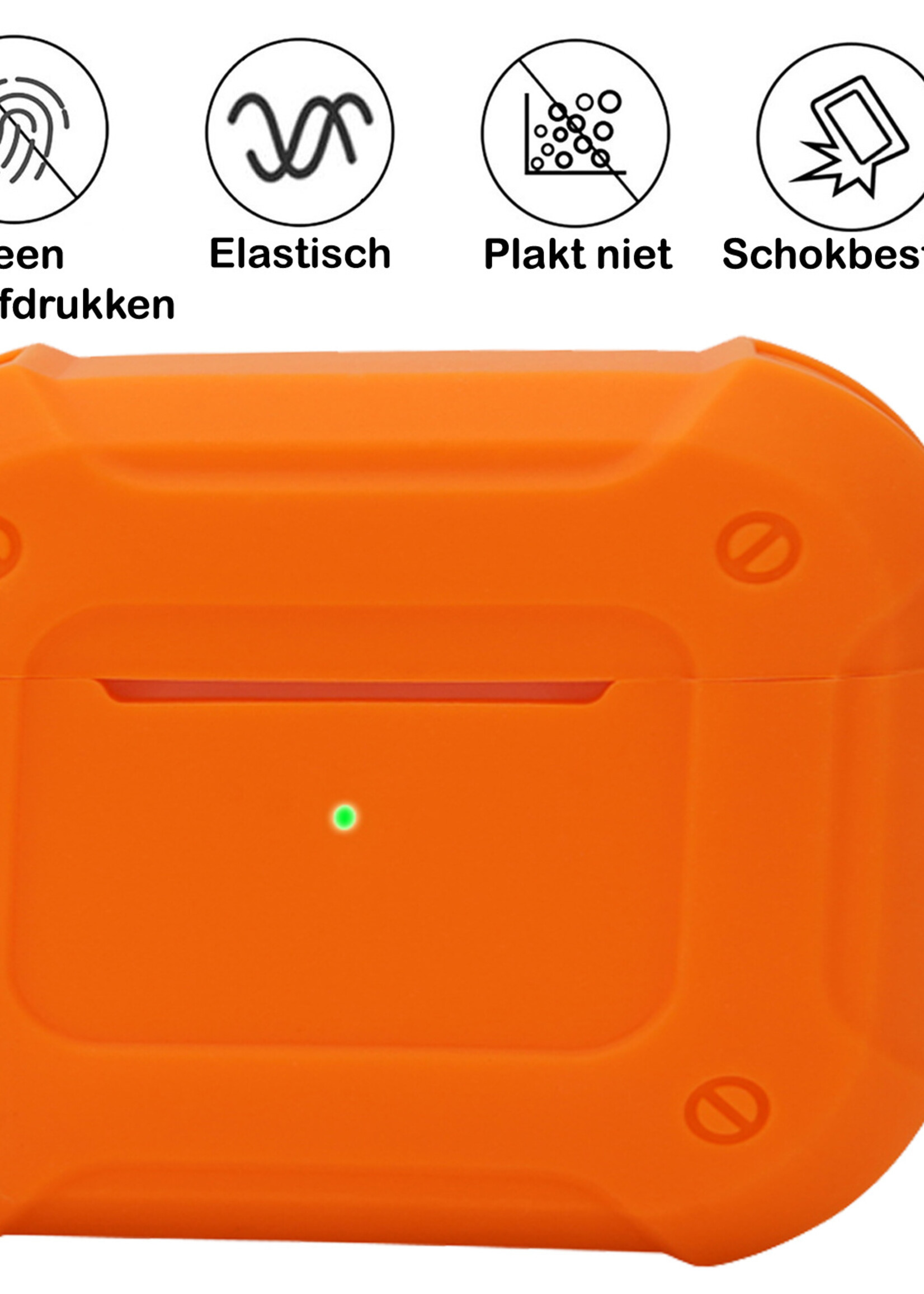 BTH Airpods 3 Hoesje Case Shock Hoes Geschikt voor Apple AirPods 3 Case Hoesje Met Clip - Oranje