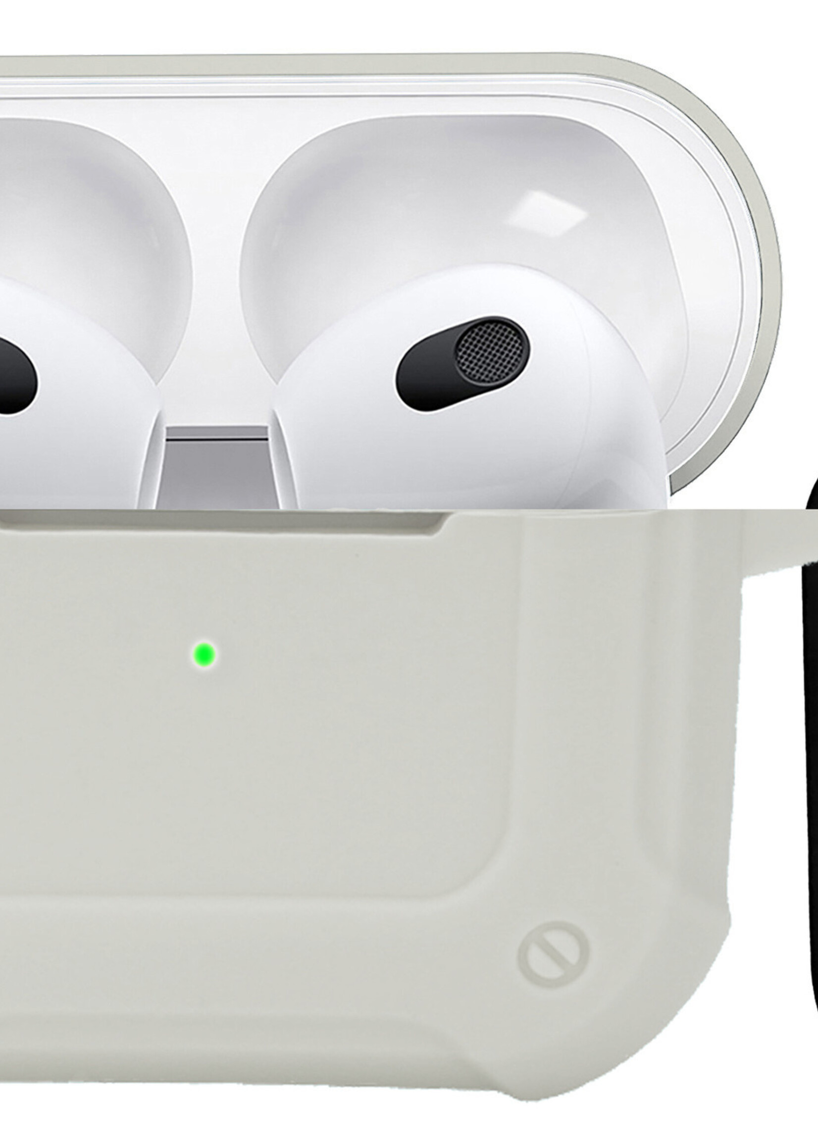 BTH Airpods 3 Hoesje Case Shock Hoes Geschikt voor Apple AirPods 3 Case Hoesje Met Clip - Wit