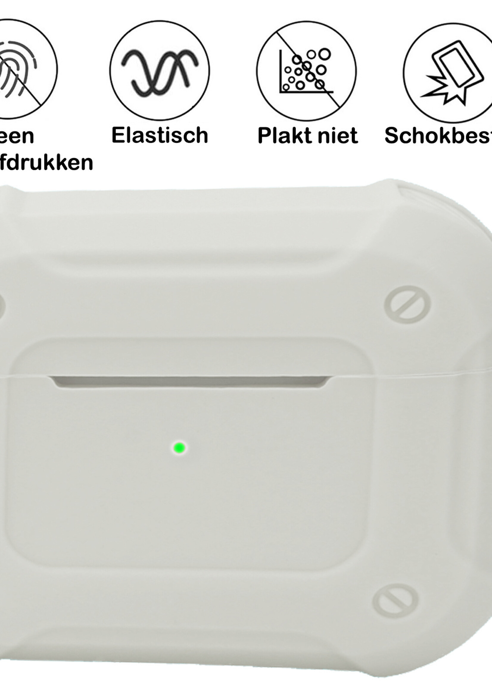 BTH Airpods 3 Hoesje Case Shock Hoes Geschikt voor Apple AirPods 3 Case Hoesje Met Clip - Wit