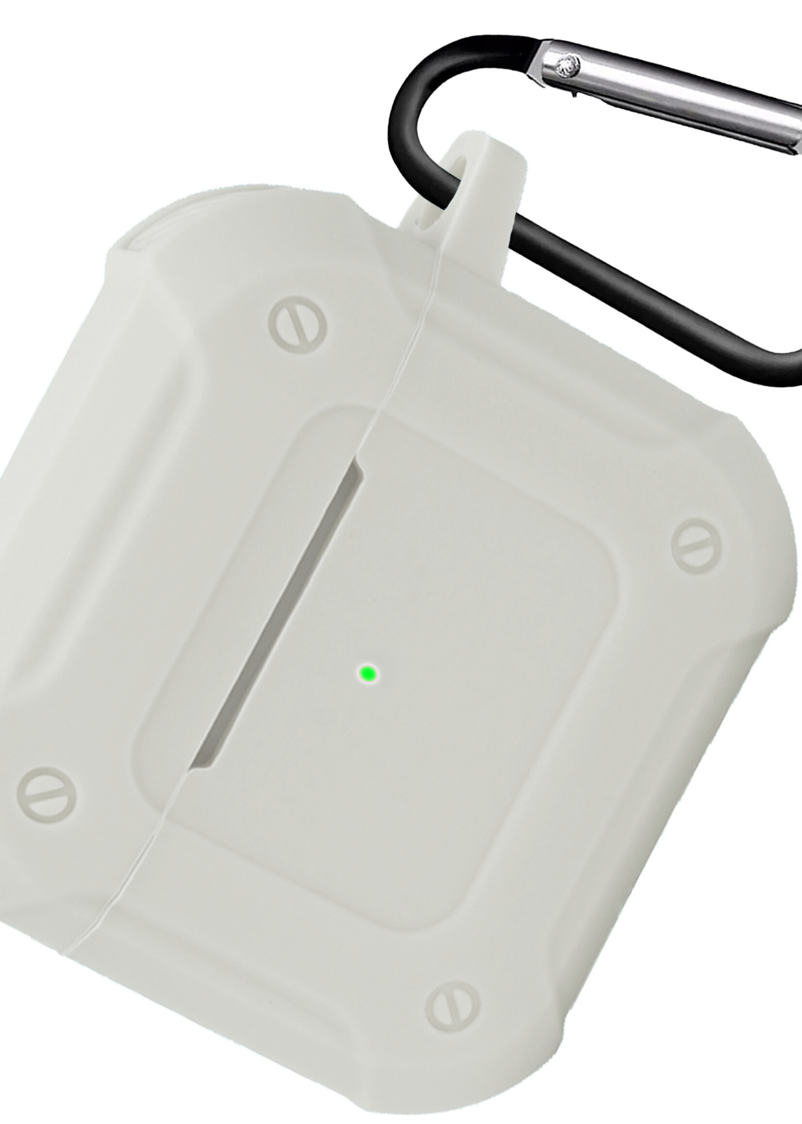 BTH Airpods 3 Hoesje Case Shock Hoes Geschikt voor Apple AirPods 3 Case Hoesje Met Clip - Wit