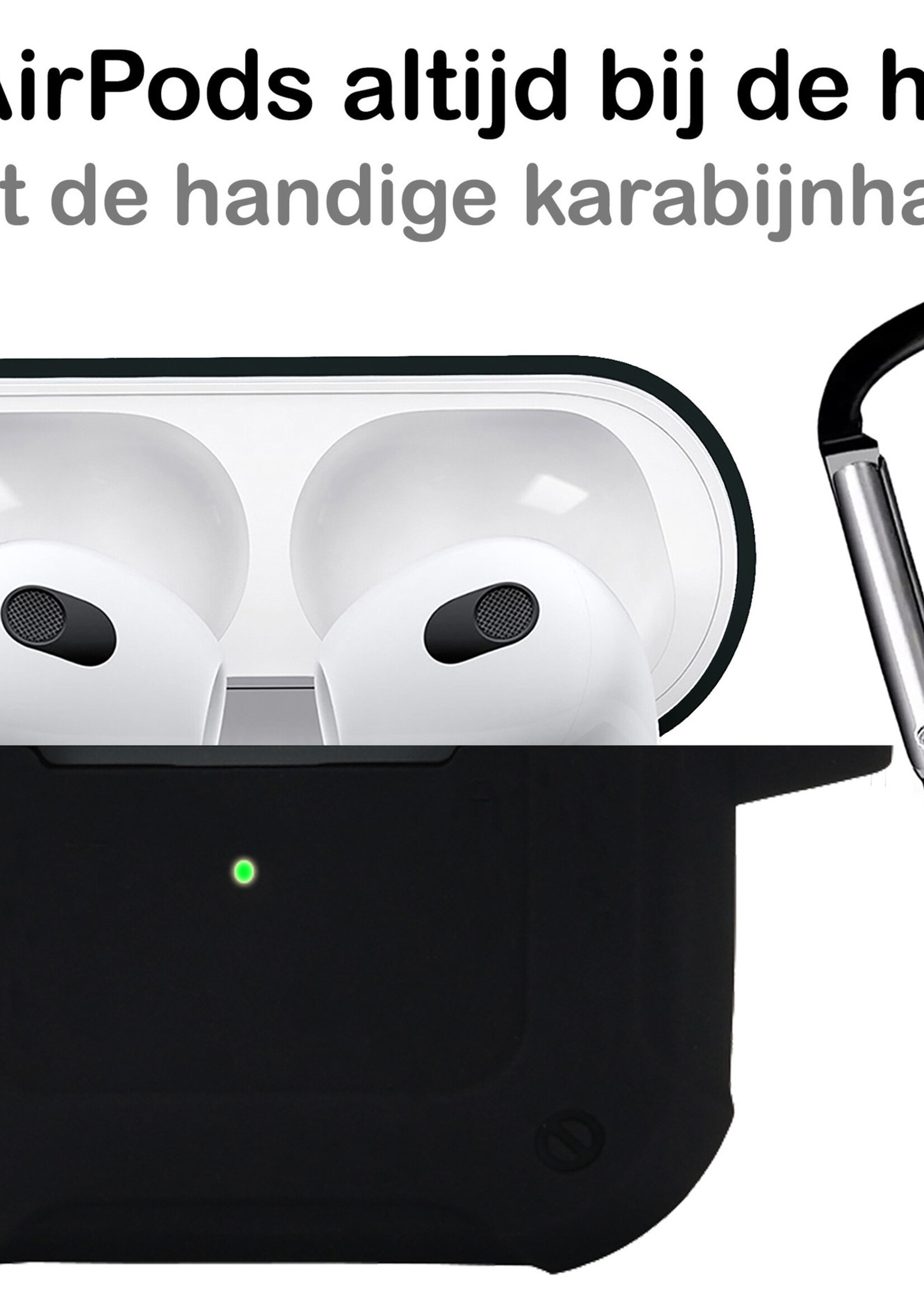 BTH Airpods 3 Hoesje Case Shock Hoes Geschikt voor Apple AirPods 3 Case Hoesje Met Clip - Zwart