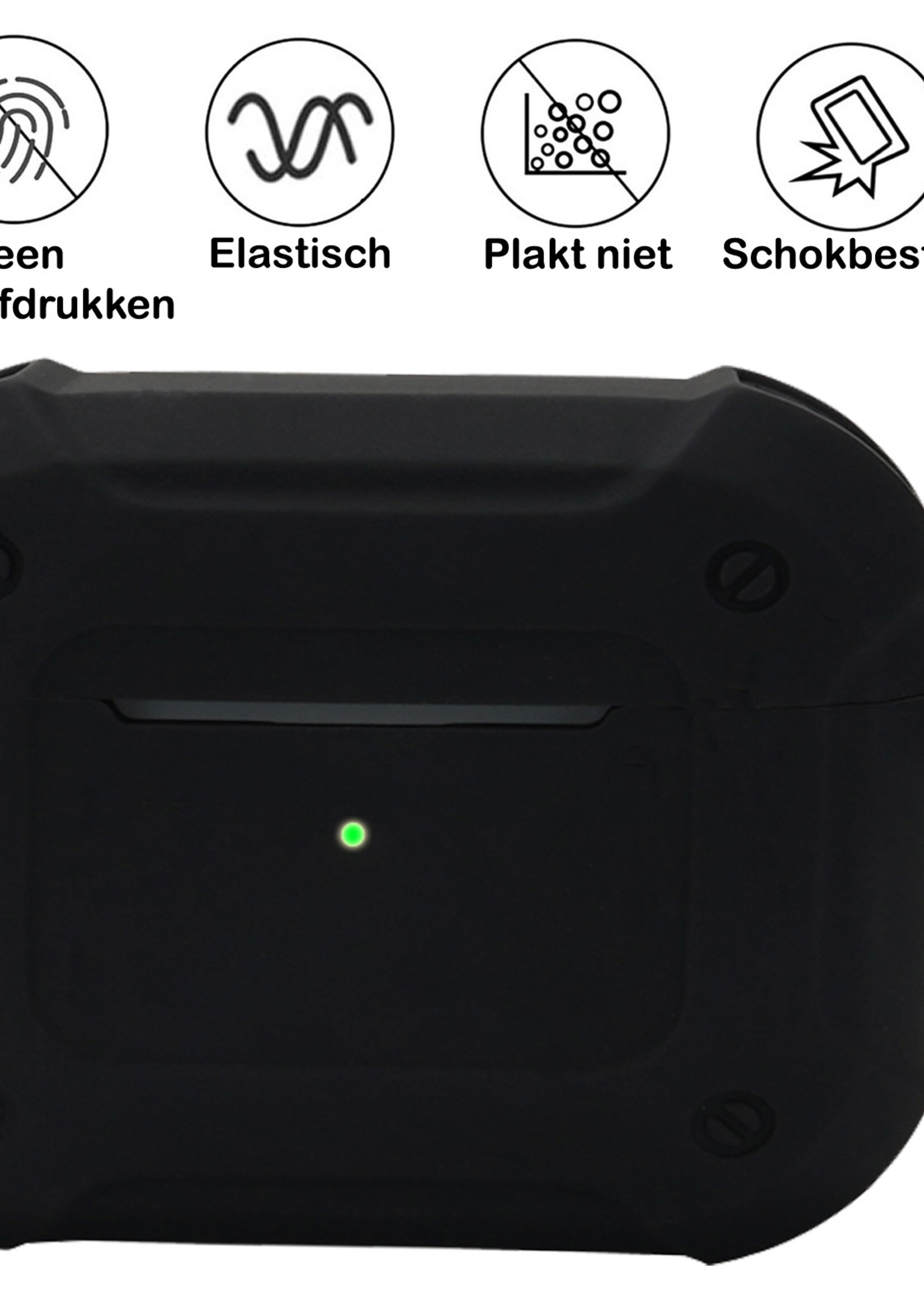 BTH Airpods 3 Hoesje Case Shock Hoes Geschikt voor Apple AirPods 3 Case Hoesje Met Clip - Zwart