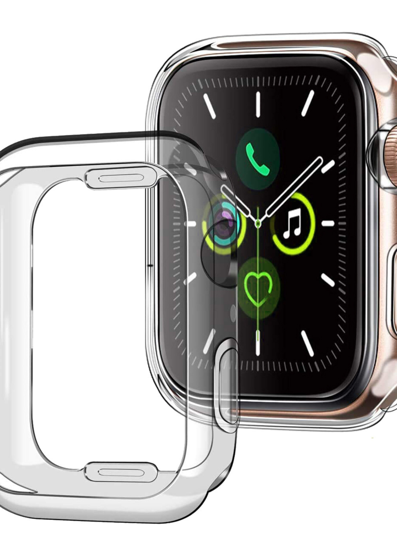 BTH Hoesje Geschikt Voor Apple Watch 7 Hoesje 45 mm Transparant Volledige Bescherming - Hoes Geschikt Voor Apple Watch Siliconen Case