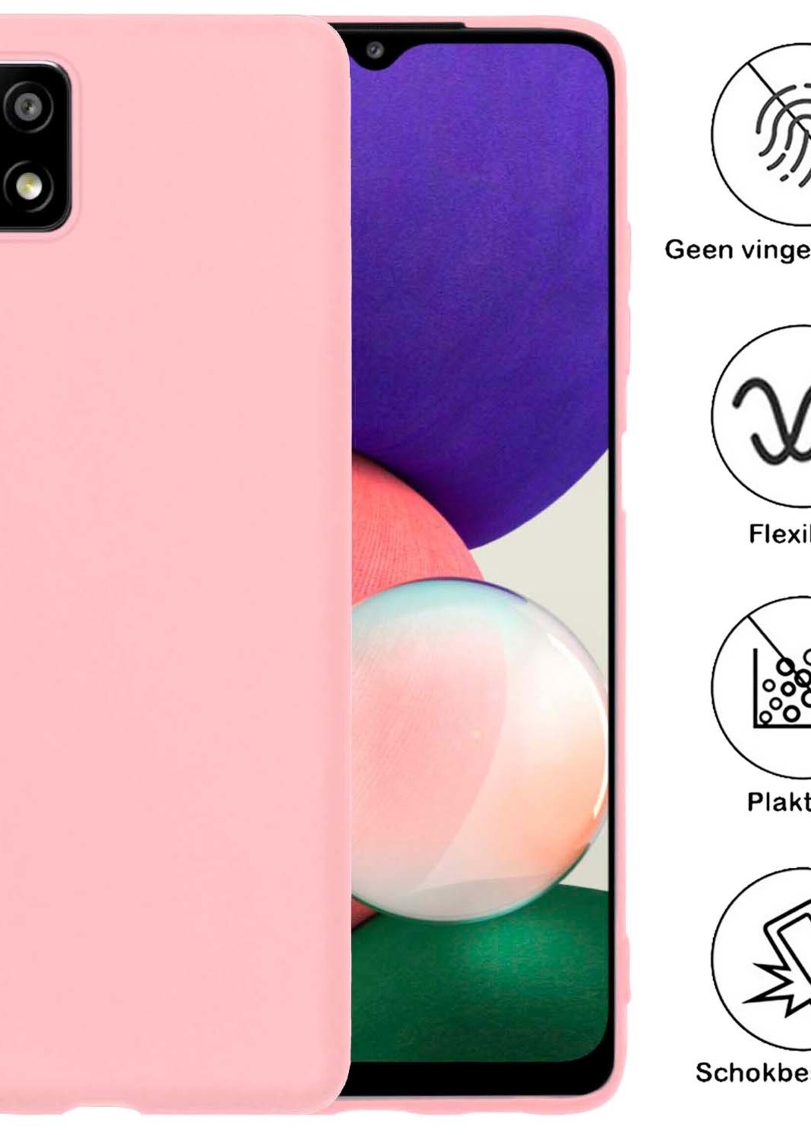 BTH Samsung M22 Hoesje Siliconen Case Cover - Samsung Galaxy M22 Hoesje Cover Hoes Siliconen - Lichtroze
