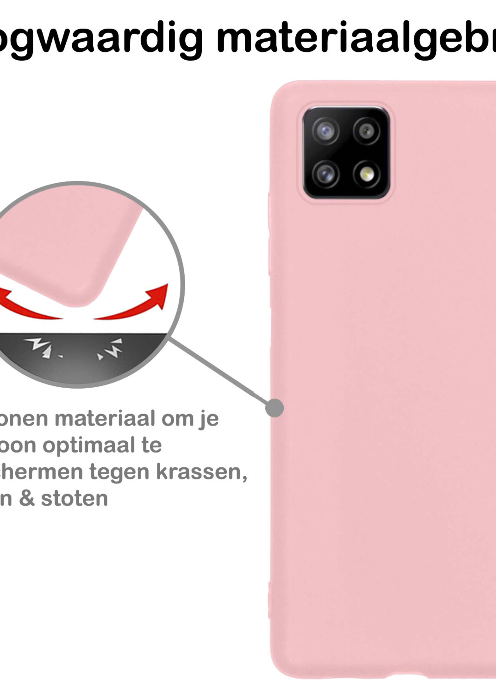 BTH Samsung M22 Hoesje Siliconen Case Cover - Samsung Galaxy M22 Hoesje Cover Hoes Siliconen - Lichtroze