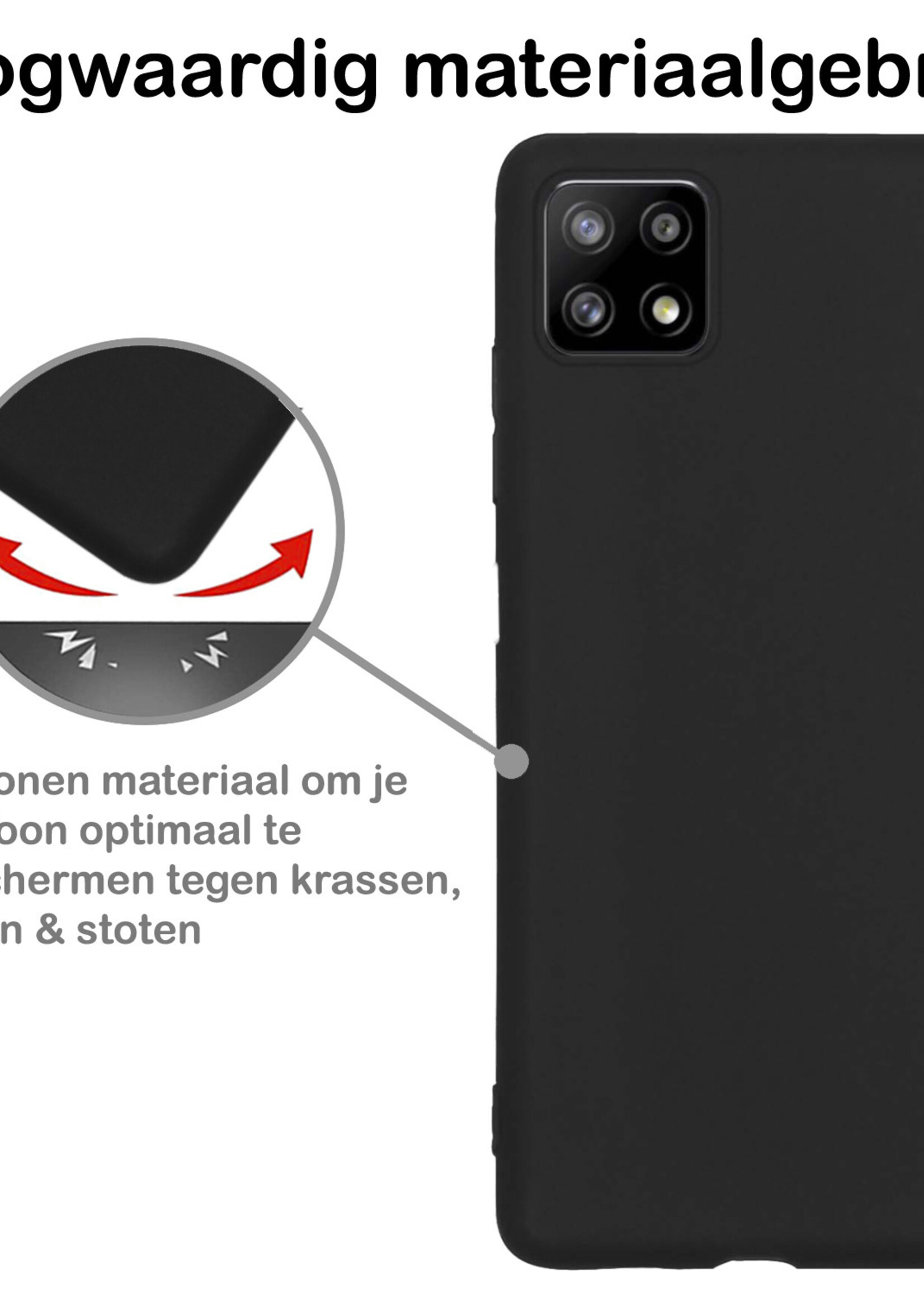 BTH Hoesje Geschikt voor Samsung M22 Hoesje Siliconen Case Hoes - Hoes Geschikt voor Samsung Galaxy M22 Hoes Cover Case - Zwart - 2 PACK