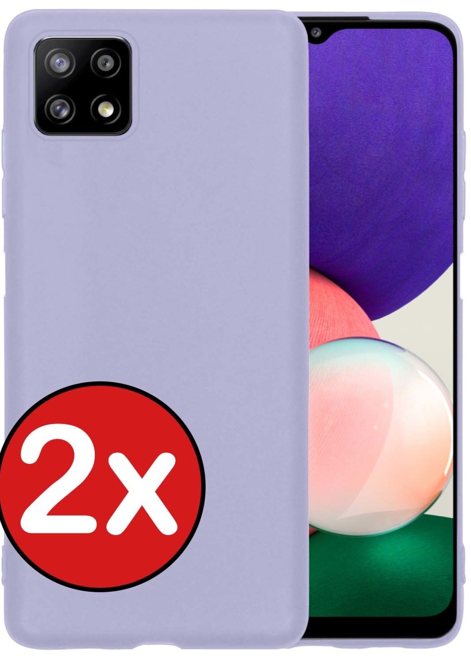 BTH Hoesje Geschikt voor Samsung M22 Hoesje Siliconen Case Hoes - Hoes Geschikt voor Samsung Galaxy M22 Hoes Cover Case - Lila - 2 PACK