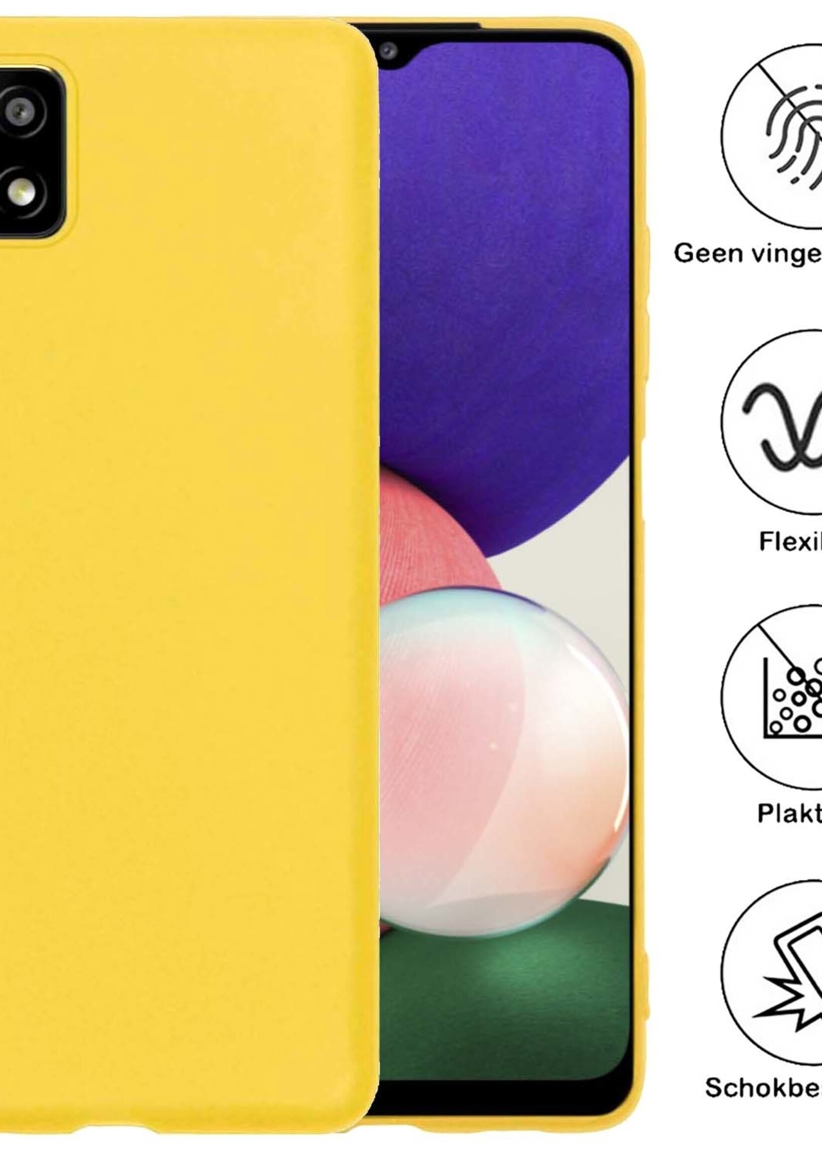 BTH Hoesje Geschikt voor Samsung M22 Hoesje Siliconen Case Hoes - Hoes Geschikt voor Samsung Galaxy M22 Hoes Cover Case - Geel - 2 PACK
