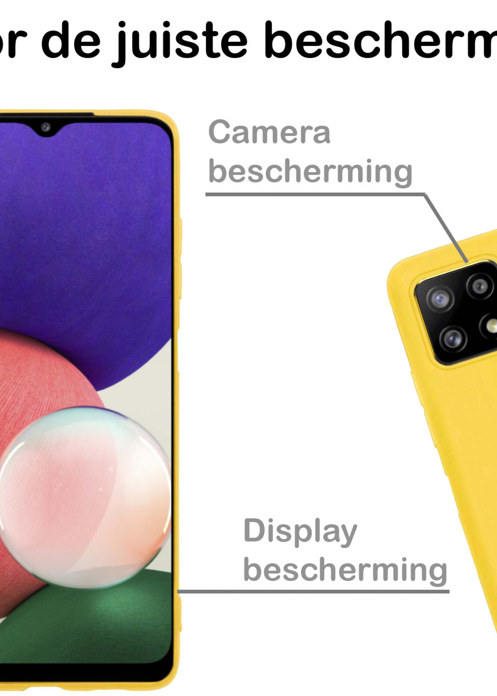 BTH Hoesje Geschikt voor Samsung M22 Hoesje Siliconen Case Hoes - Hoes Geschikt voor Samsung Galaxy M22 Hoes Cover Case - Geel - 2 PACK