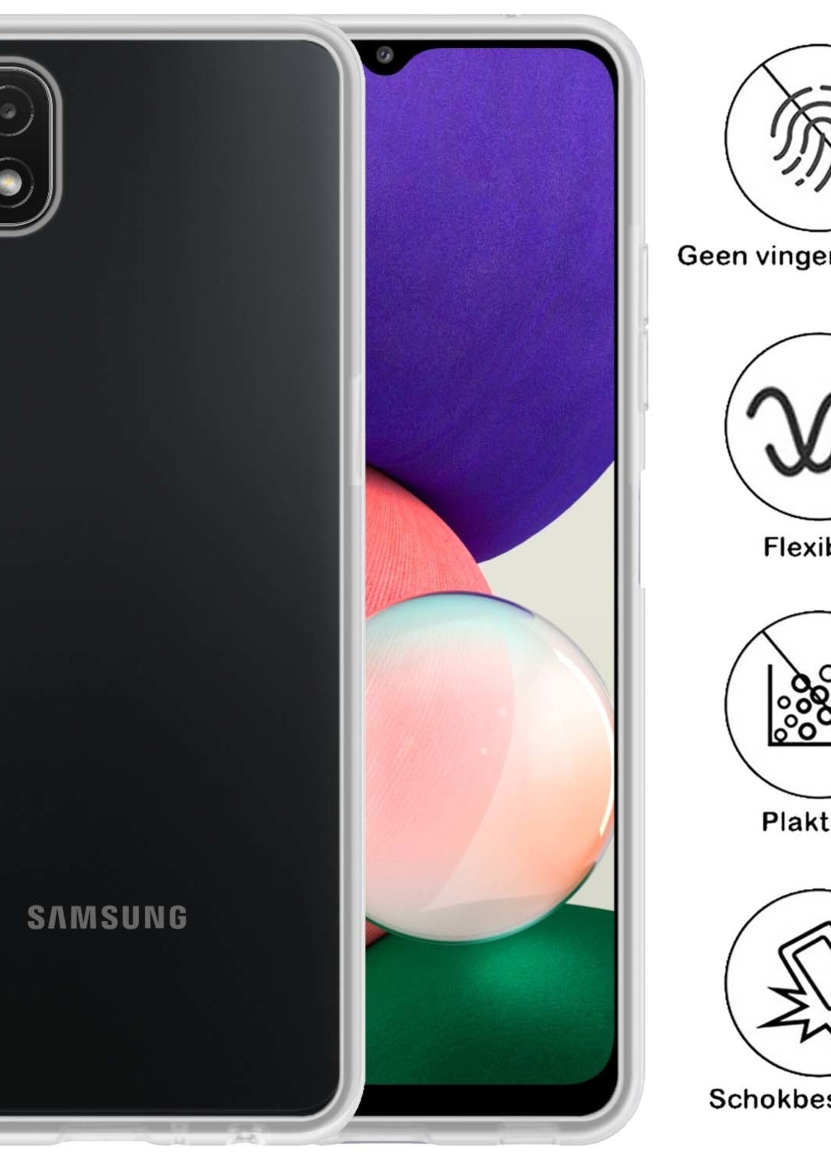 BTH Hoesje Geschikt voor Samsung M22 Hoesje Siliconen Case Hoes Met Screenprotector - Hoes Geschikt voor Samsung Galaxy M22 Hoes Cover Case - Transparant