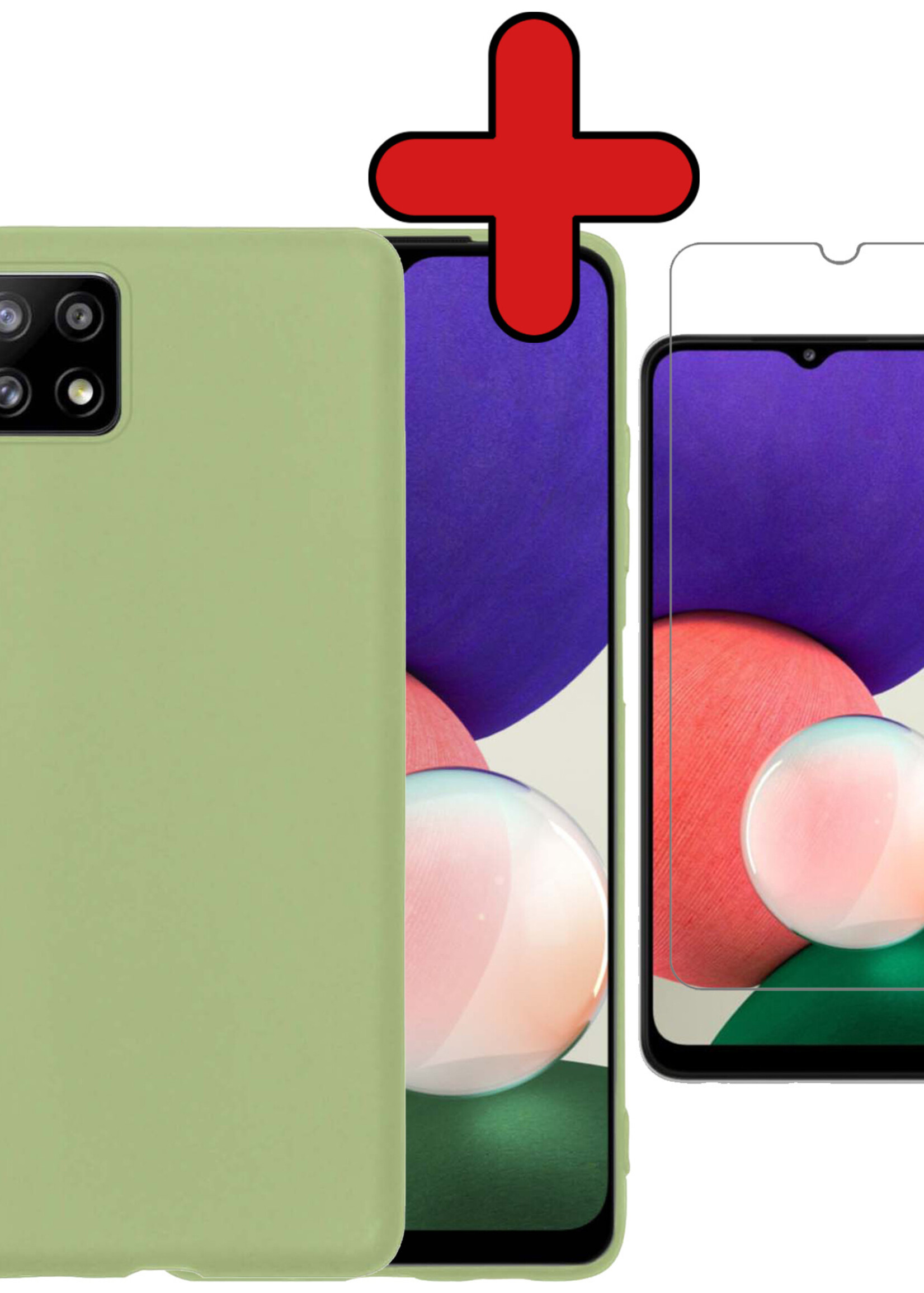BTH Hoesje Geschikt voor Samsung M22 Hoesje Siliconen Case Hoes Met Screenprotector - Hoes Geschikt voor Samsung Galaxy M22 Hoes Cover Case - Groen