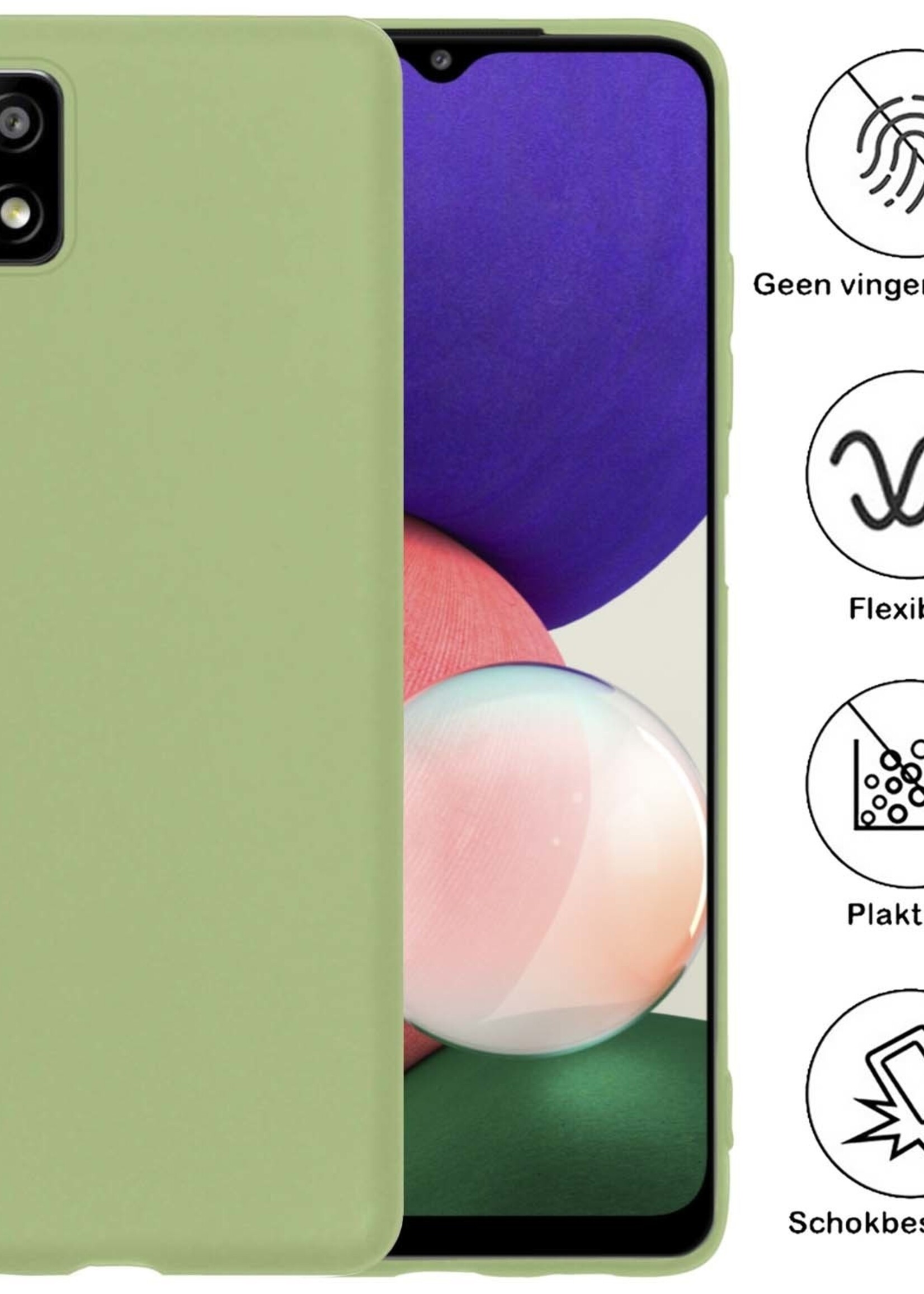 BTH Hoesje Geschikt voor Samsung M22 Hoesje Siliconen Case Hoes Met Screenprotector - Hoes Geschikt voor Samsung Galaxy M22 Hoes Cover Case - Groen