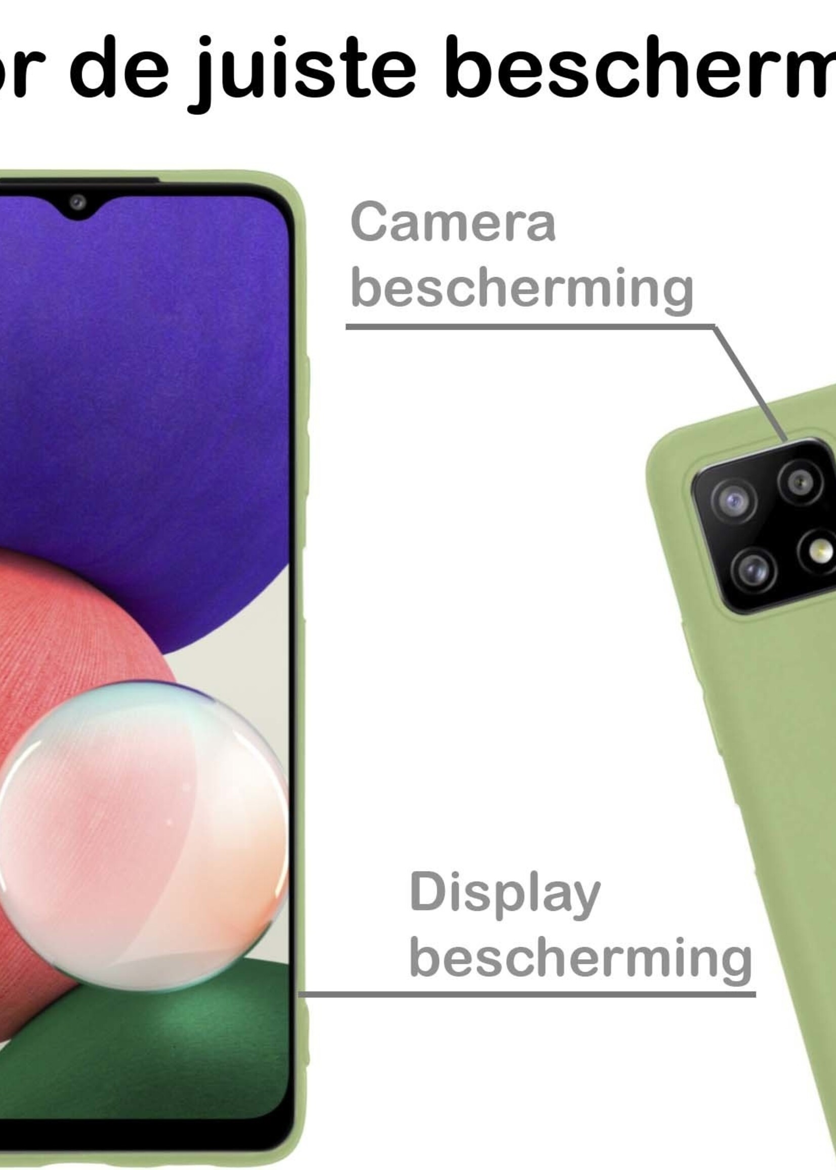 BTH Hoesje Geschikt voor Samsung M22 Hoesje Siliconen Case Hoes Met Screenprotector - Hoes Geschikt voor Samsung Galaxy M22 Hoes Cover Case - Groen