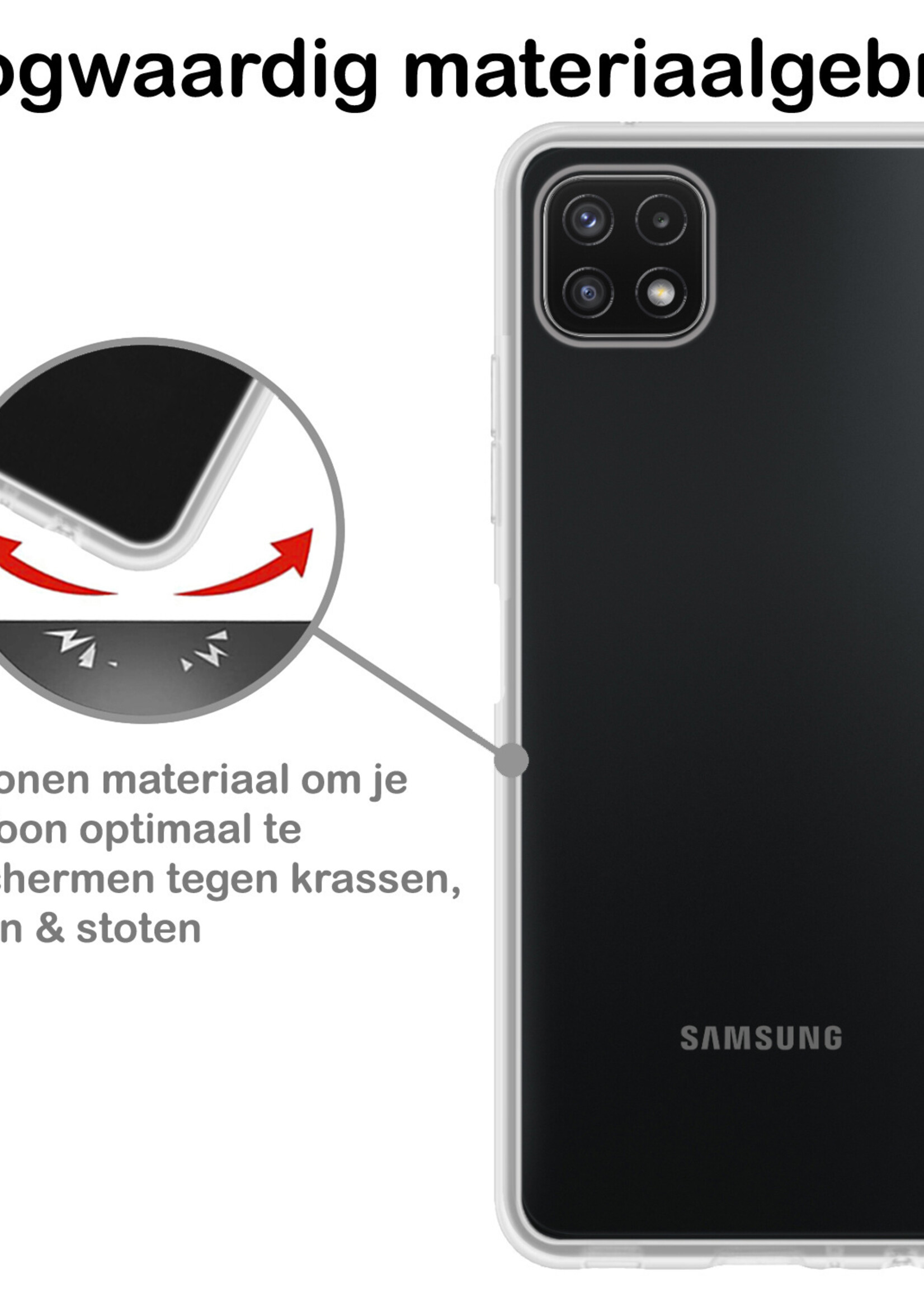 BTH Hoesje Geschikt voor Samsung M22 Hoesje Siliconen Case Hoes Met 2x Screenprotector - Hoes Geschikt voor Samsung Galaxy M22 Hoes Cover Case - Transparant