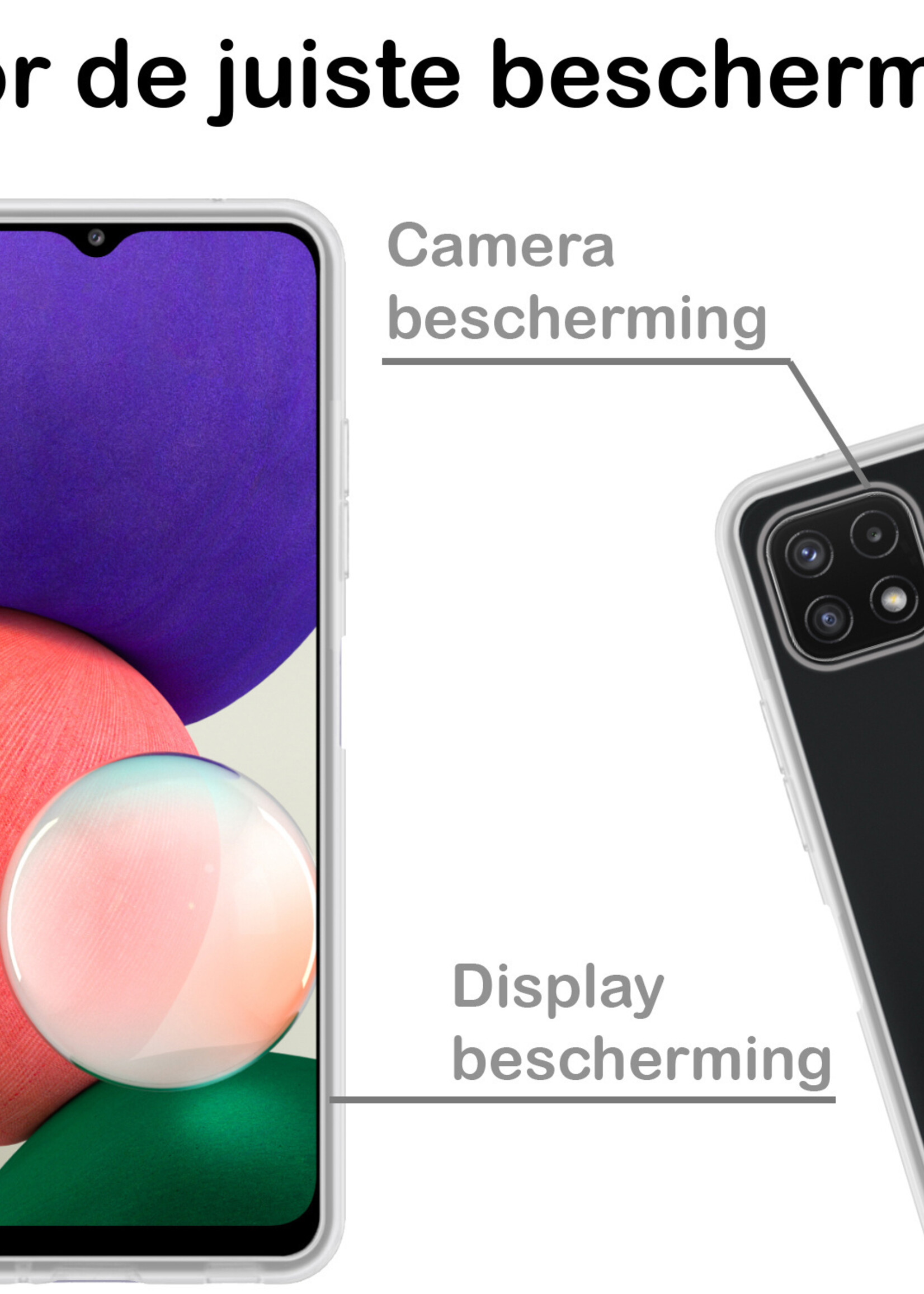 BTH Hoesje Geschikt voor Samsung M22 Hoesje Siliconen Case Hoes Met 2x Screenprotector - Hoes Geschikt voor Samsung Galaxy M22 Hoes Cover Case - Transparant