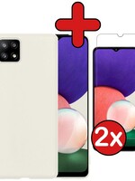 BTH BTH Samsung Galaxy M22 Hoesje Siliconen Wit Met 2x screenprotector