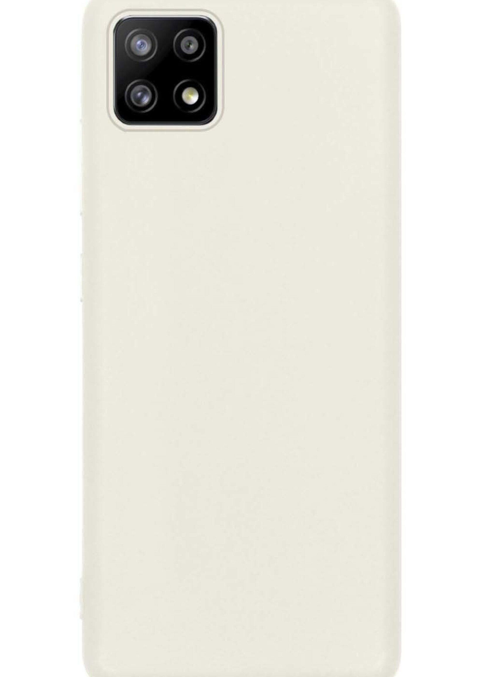 BTH Hoesje Geschikt voor Samsung M22 Hoesje Siliconen Case Hoes Met 2x Screenprotector - Hoes Geschikt voor Samsung Galaxy M22 Hoes Cover Case - Wit