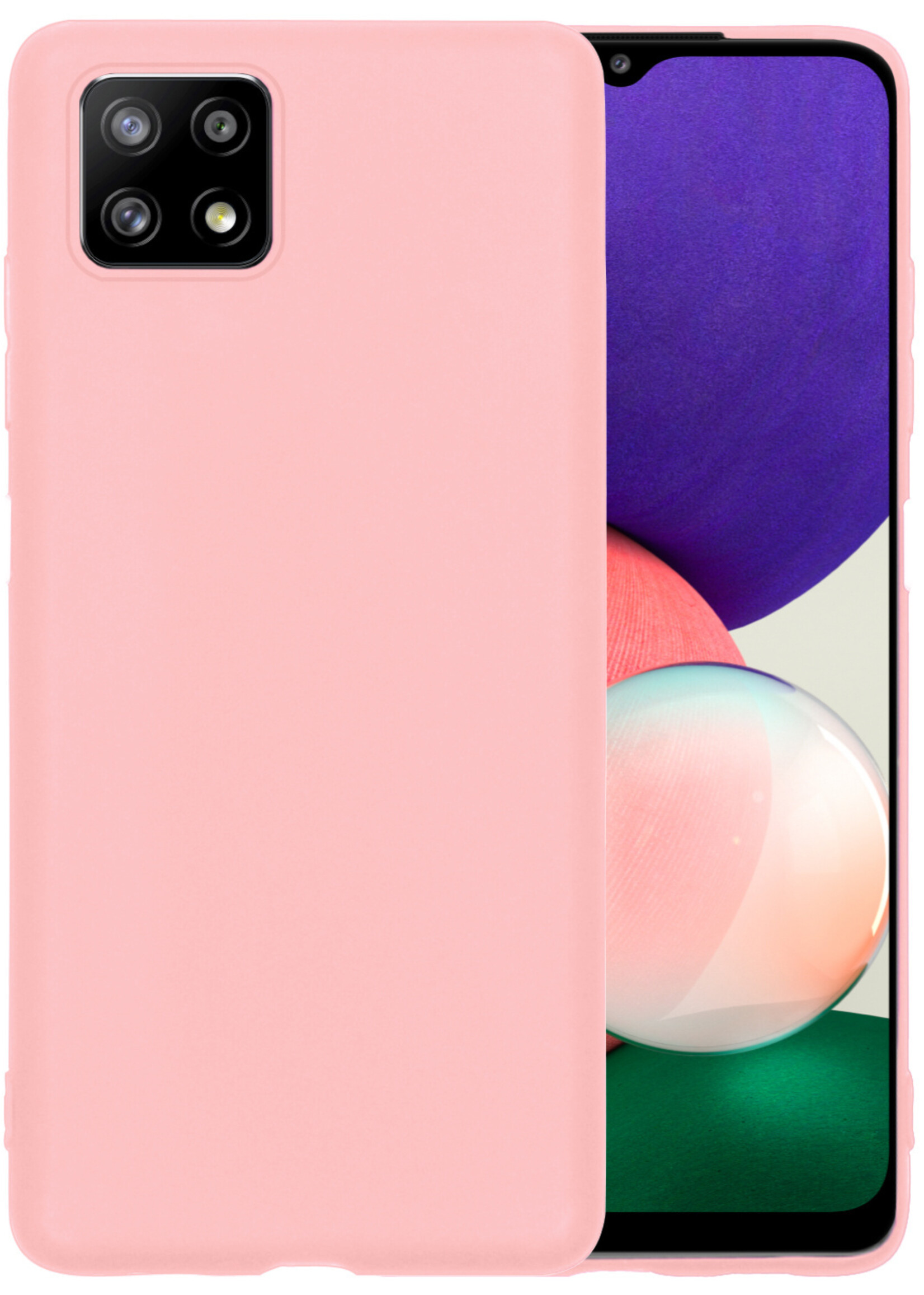 BTH Samsung M22 Hoesje Siliconen Case Cover - Samsung Galaxy M22 Hoesje Cover Hoes Siliconen - Lichtroze