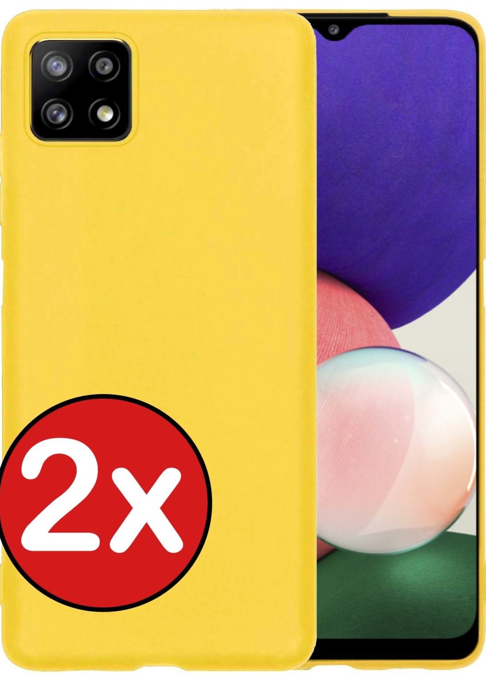 BTH Hoesje Geschikt voor Samsung M22 Hoesje Siliconen Case Hoes - Hoes Geschikt voor Samsung Galaxy M22 Hoes Cover Case - Geel - 2 PACK