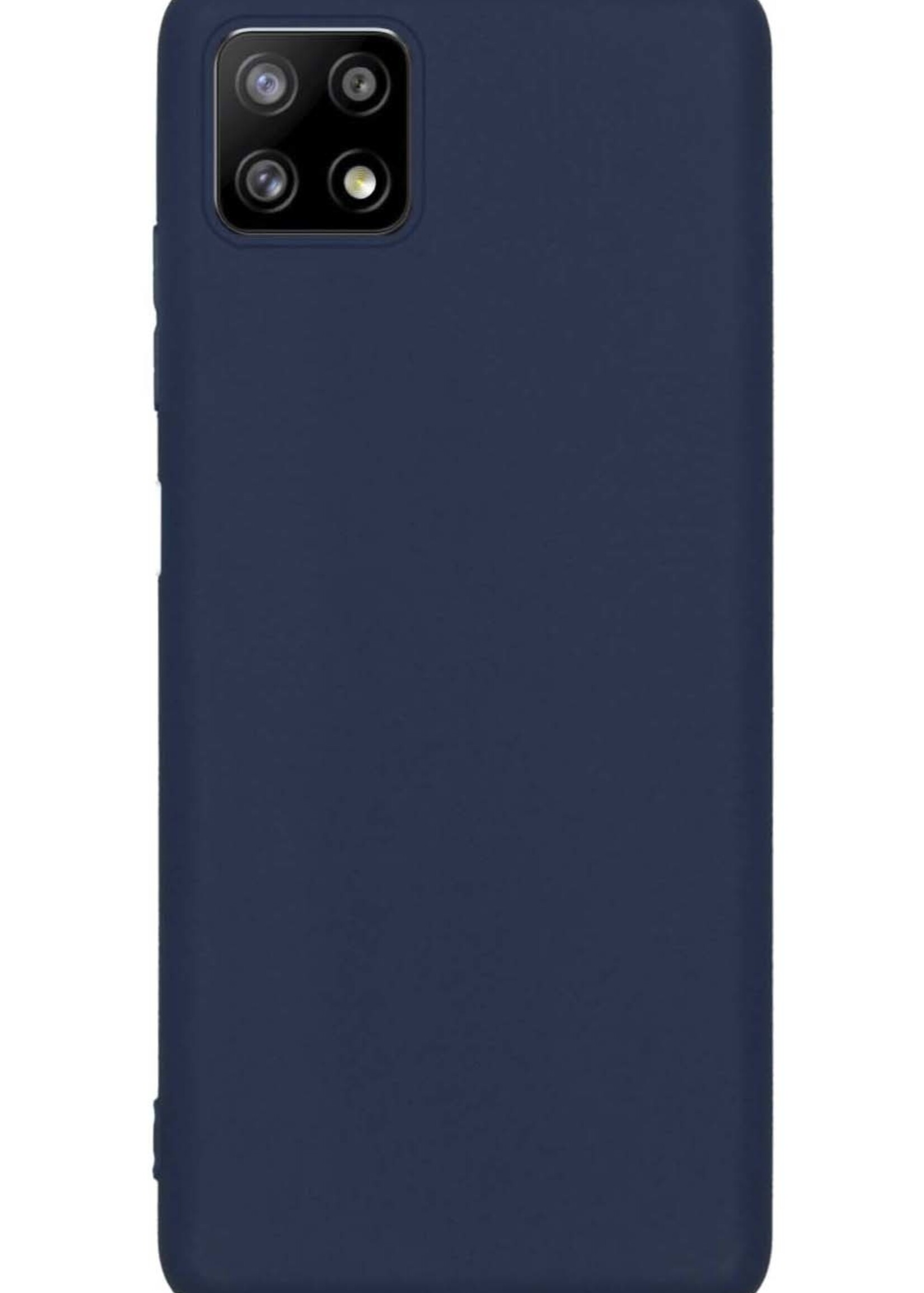 BTH Hoesje Geschikt voor Samsung M22 Hoesje Siliconen Case Hoes Met 2x Screenprotector - Hoes Geschikt voor Samsung Galaxy M22 Hoes Cover Case - Donkerblauw