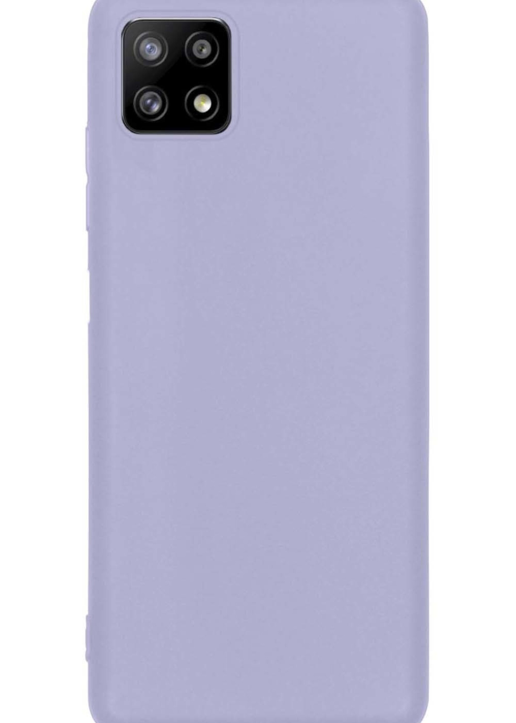BTH Hoesje Geschikt voor Samsung M22 Hoesje Siliconen Case Hoes Met 2x Screenprotector - Hoes Geschikt voor Samsung Galaxy M22 Hoes Cover Case - Lila
