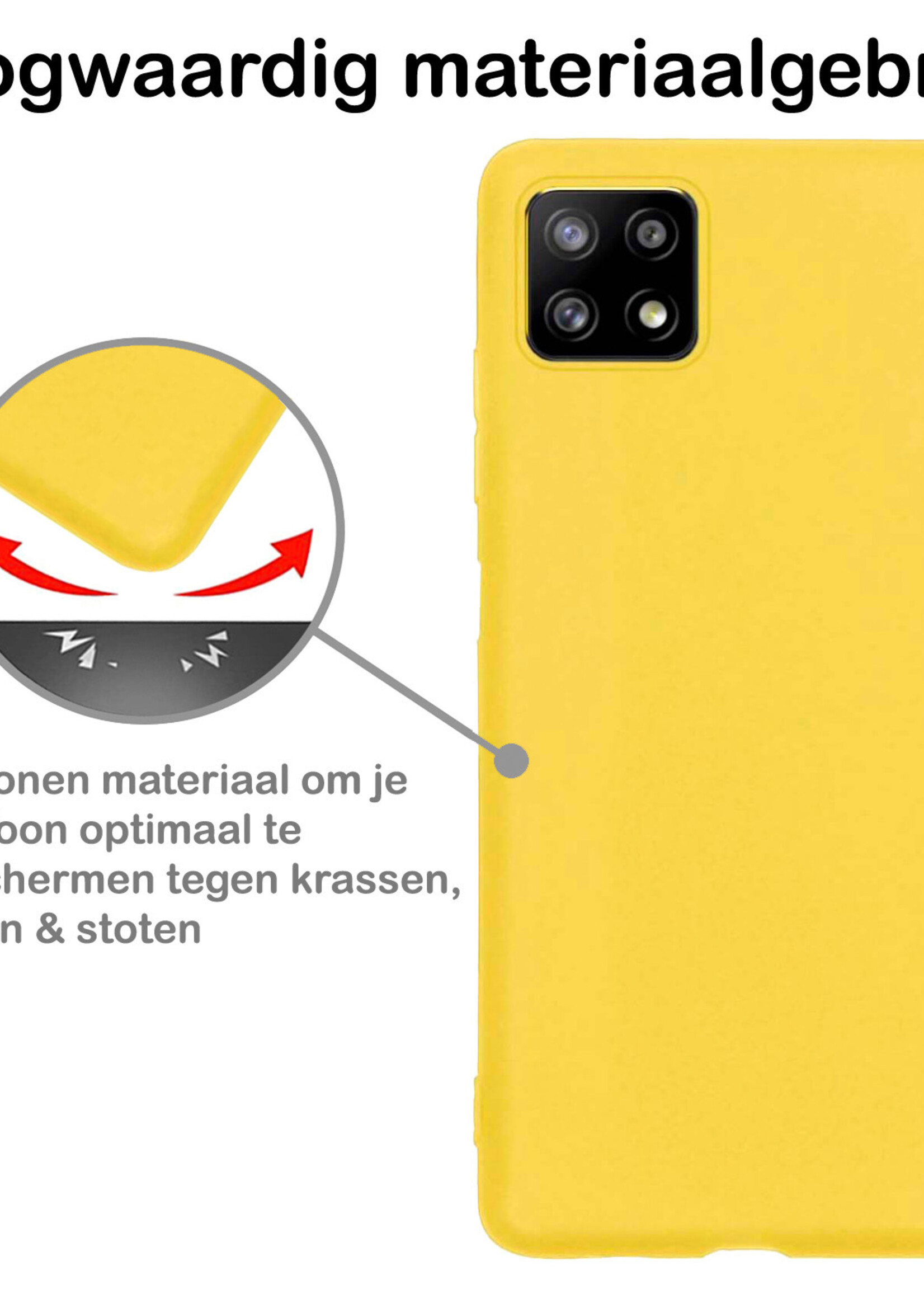 BTH Hoesje Geschikt voor Samsung M22 Hoesje Siliconen Case Hoes Met 2x Screenprotector - Hoes Geschikt voor Samsung Galaxy M22 Hoes Cover Case - Geel