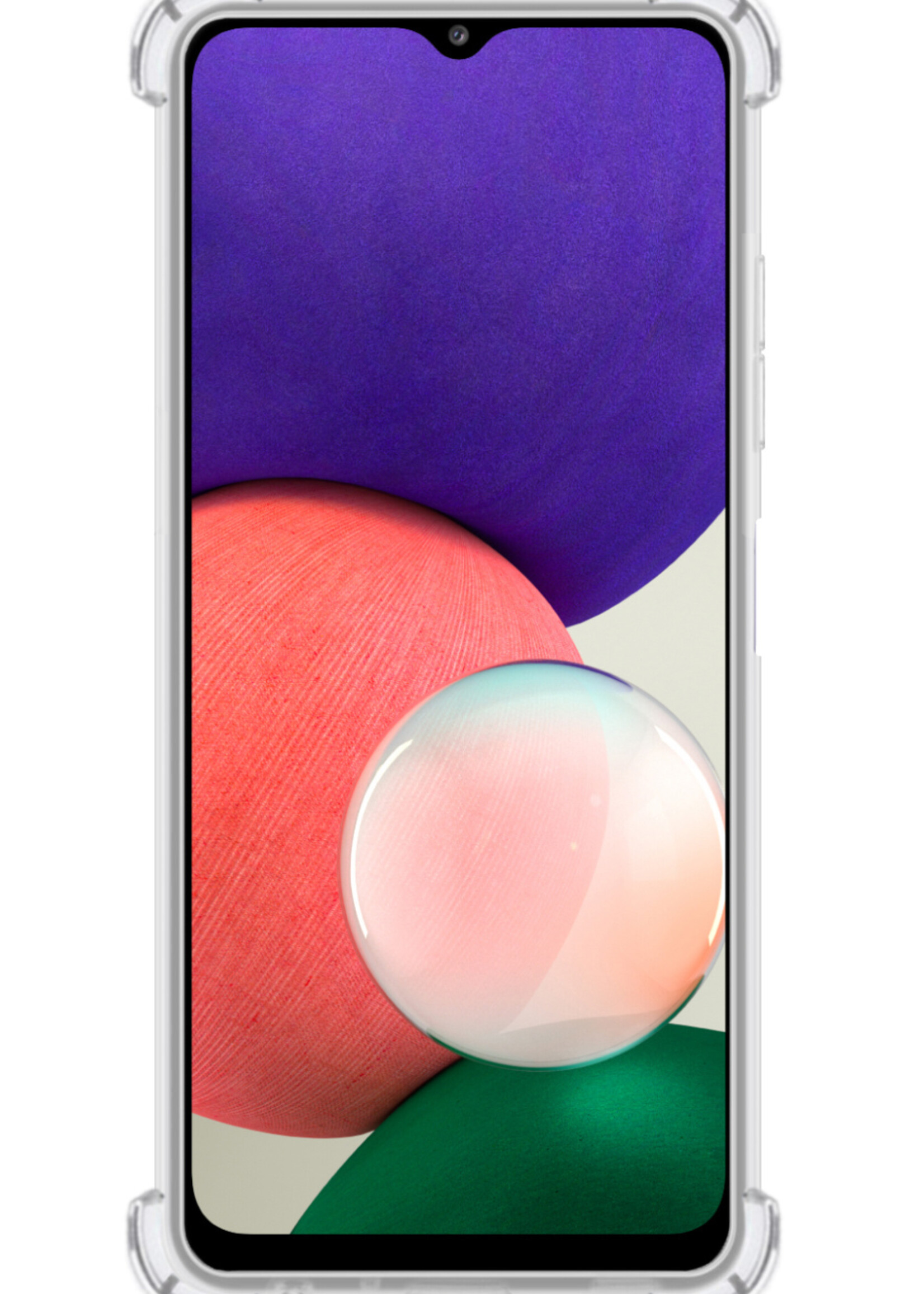 BTH Hoesje Geschikt voor Samsung M22 Hoesje Siliconen Shock Proof Case Hoes Met Screenprotector - Hoes Geschikt voor Samsung Galaxy M22 Hoes Cover Case Shockproof - Transparant