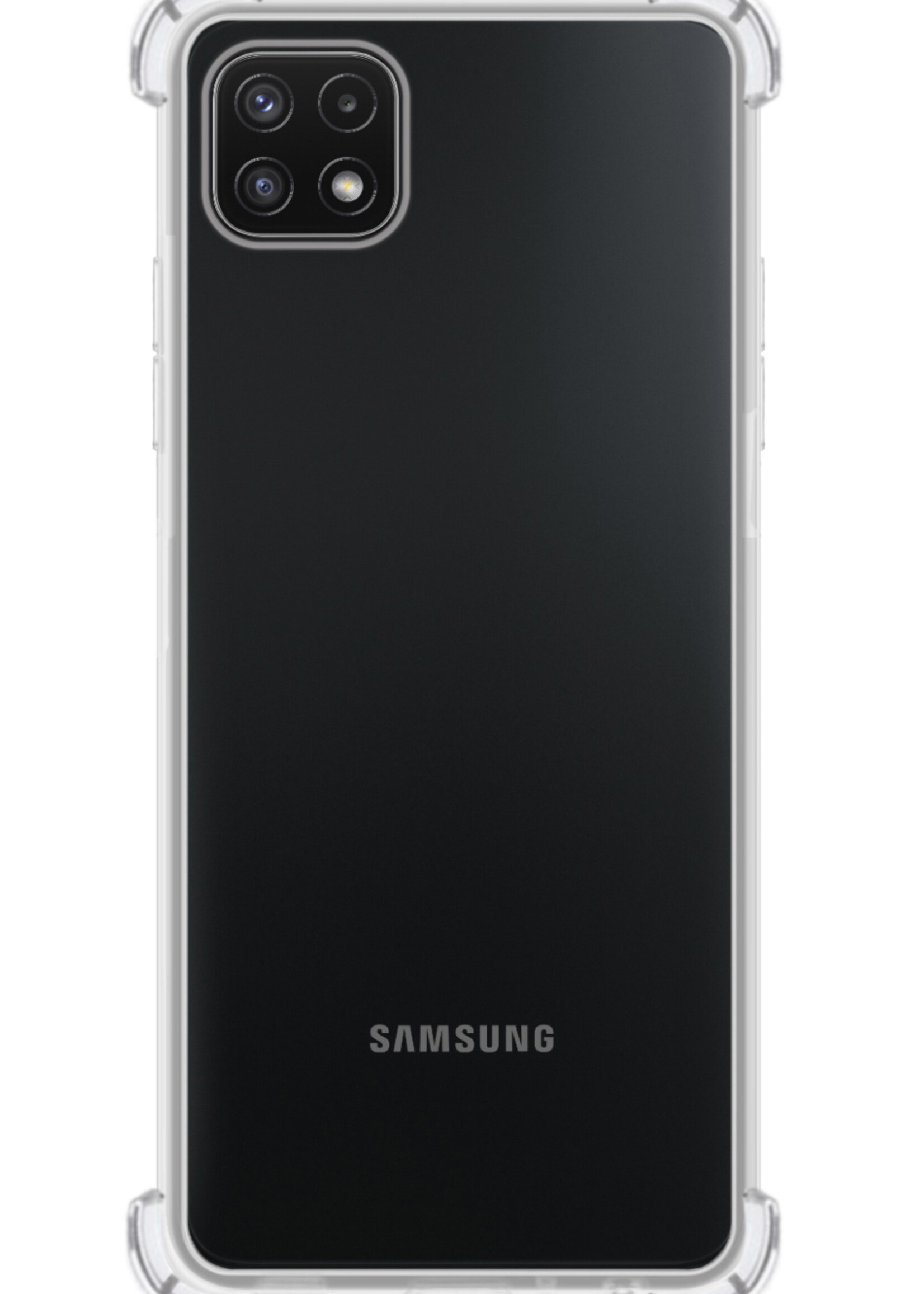 BTH Hoesje Geschikt voor Samsung M22 Hoesje Siliconen Shock Proof Case Hoes Met Screenprotector - Hoes Geschikt voor Samsung Galaxy M22 Hoes Cover Case Shockproof - Transparant