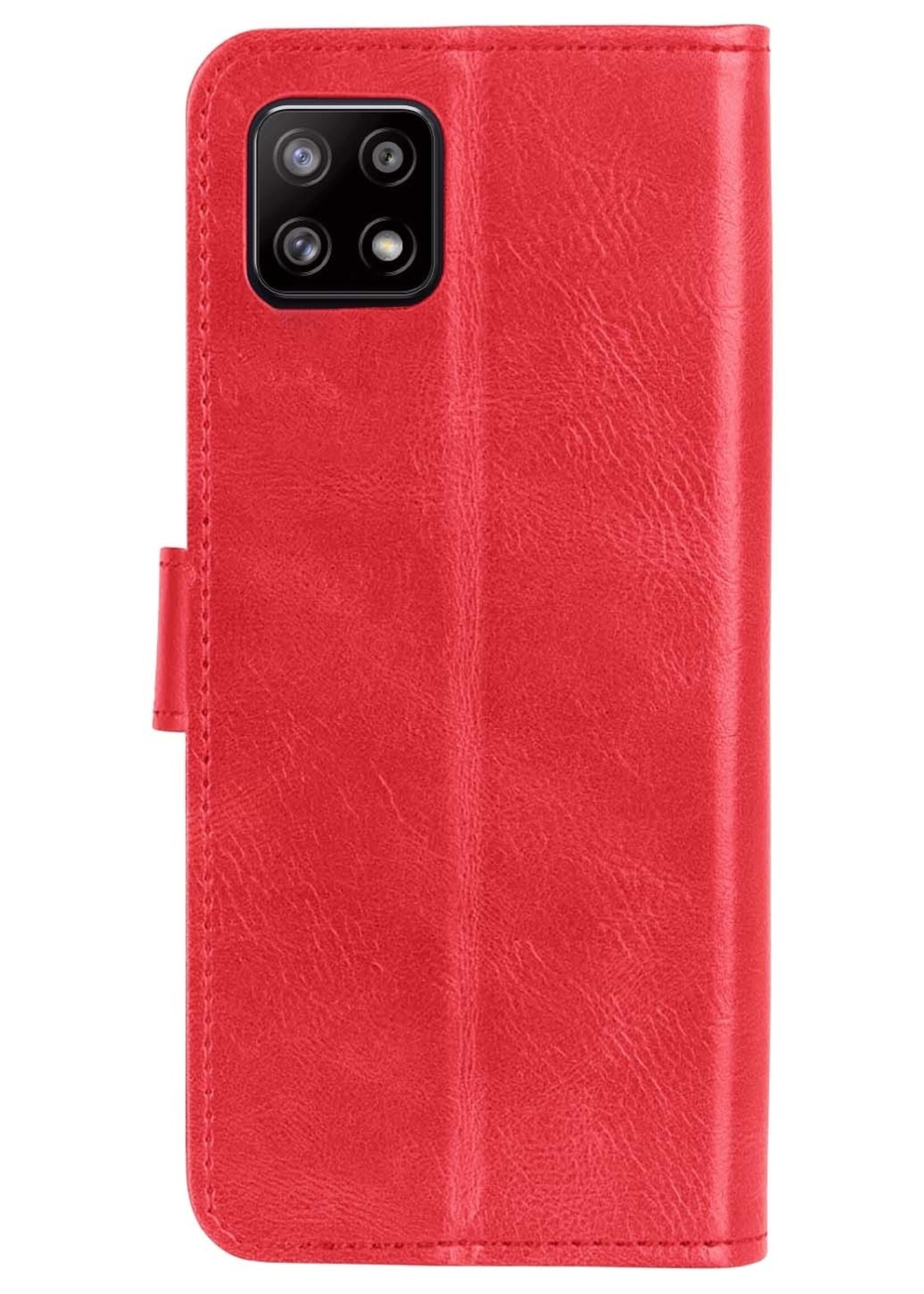 BTH Hoesje Geschikt voor Samsung M22 Hoesje Book Case Hoes Portemonnee Cover Walletcase Met Screenprotector - Hoes Geschikt voor Samsung Galaxy M22 Hoes Bookcase Hoesje - Rood