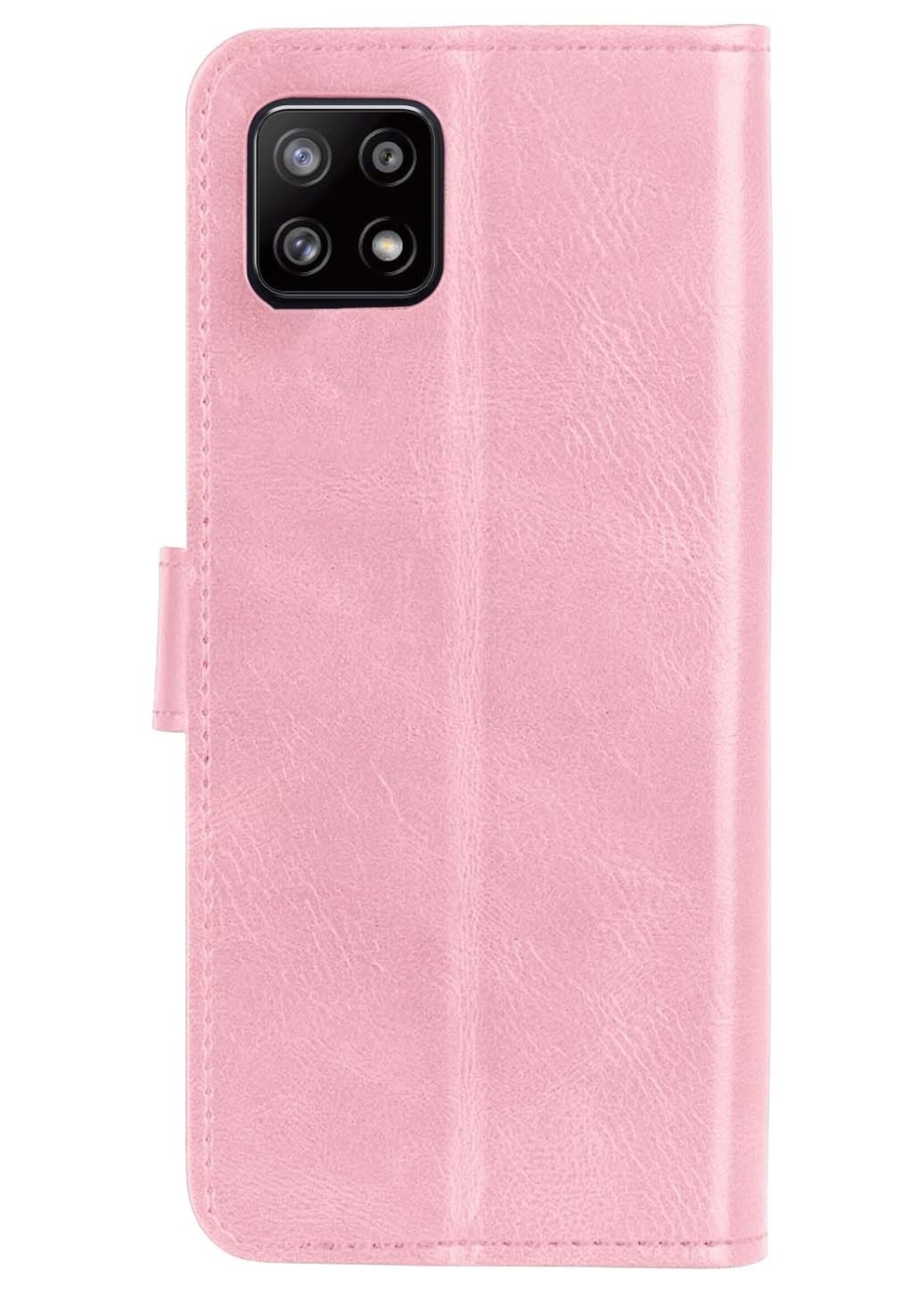 BTH Hoesje Geschikt voor Samsung M22 Hoesje Book Case Hoes Portemonnee Cover Walletcase Met Screenprotector - Hoes Geschikt voor Samsung Galaxy M22 Hoes Bookcase Hoesje - Lichtroze