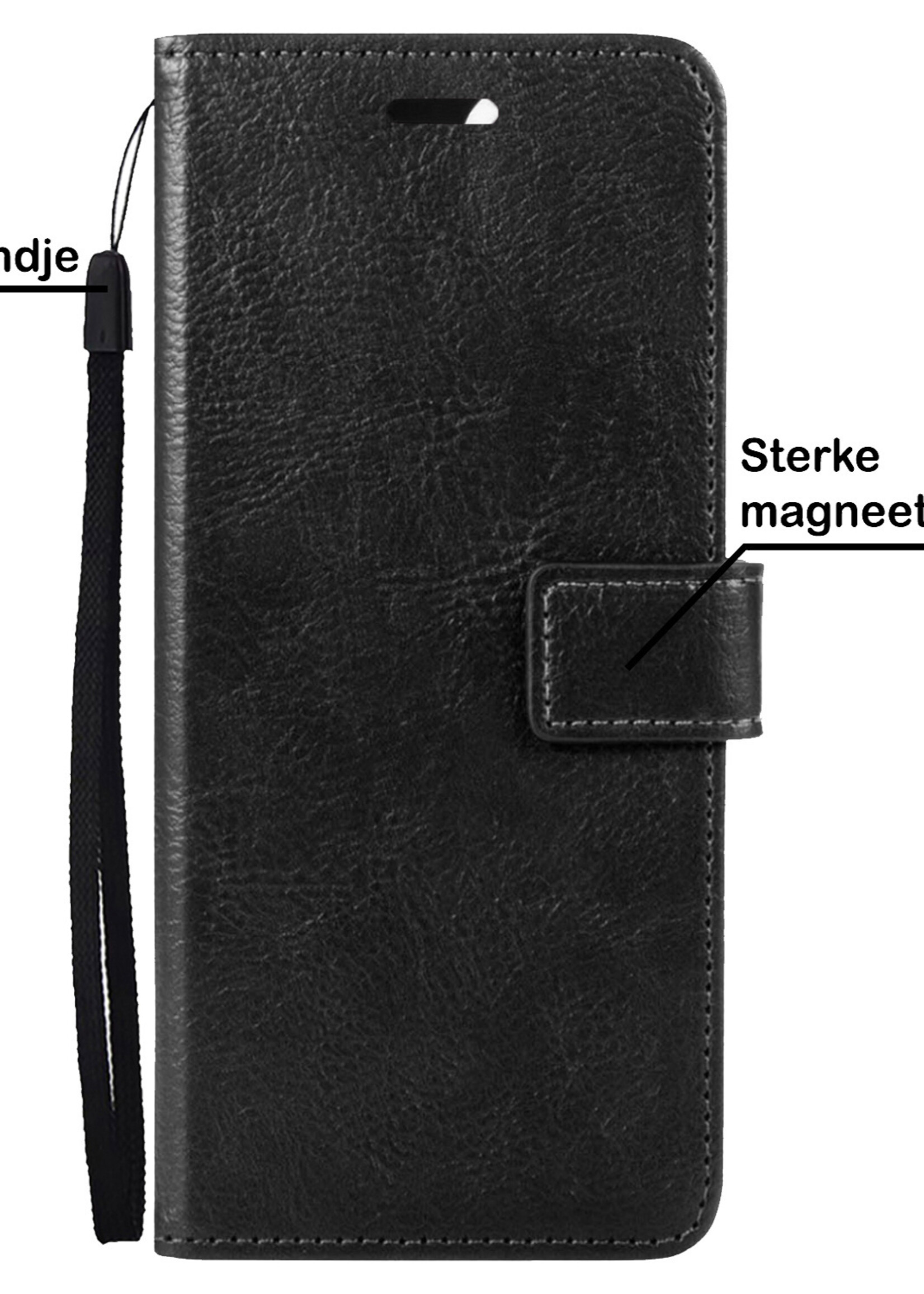 BTH Hoesje Geschikt voor Samsung M22 Hoesje Book Case Hoes Portemonnee Cover Walletcase Met 2x Screenprotector - Hoes Geschikt voor Samsung Galaxy M22 Hoes Bookcase Hoesje - Zwart