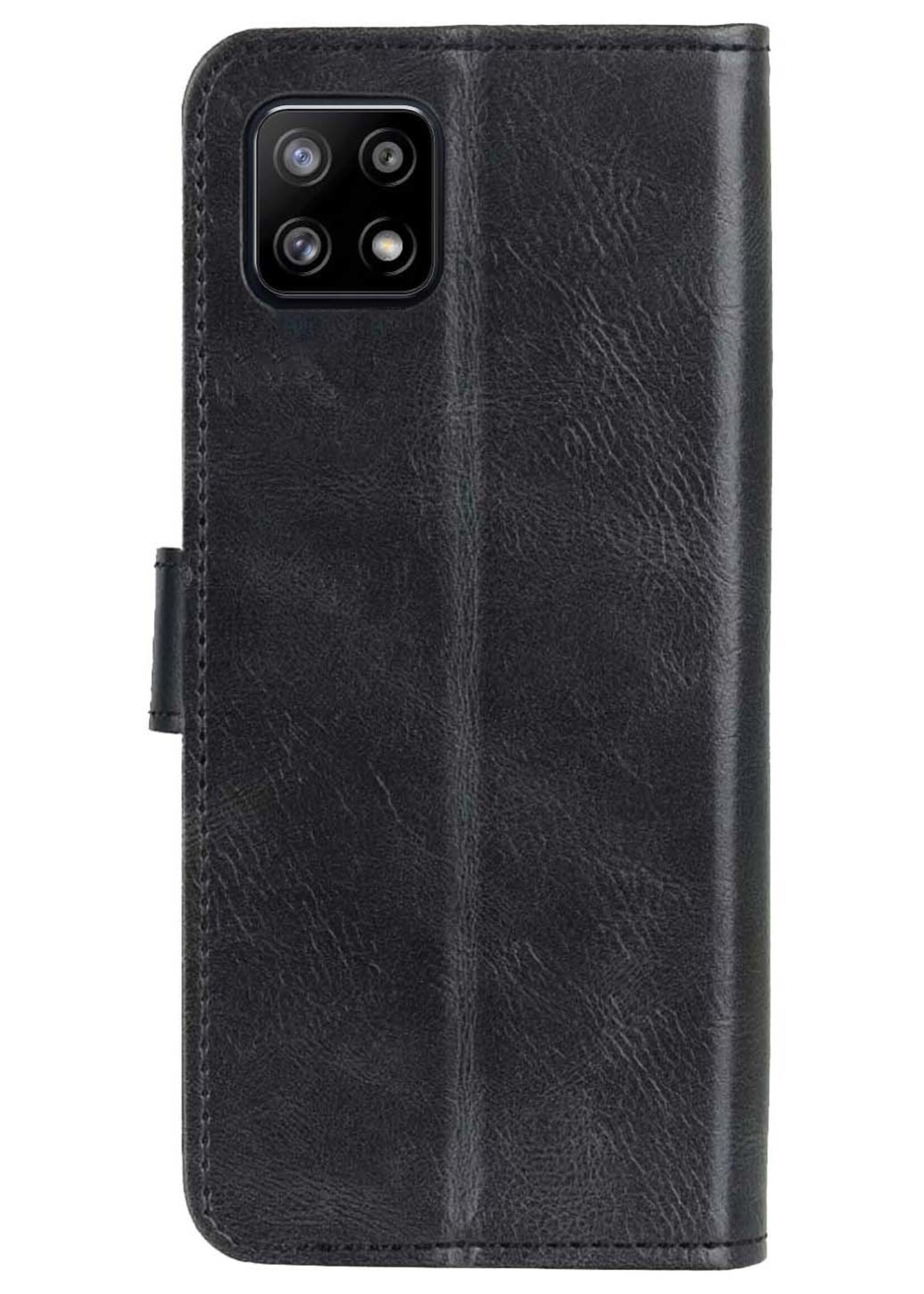 BTH Hoesje Geschikt voor Samsung M22 Hoesje Book Case Hoes Portemonnee Cover Walletcase Met 2x Screenprotector - Hoes Geschikt voor Samsung Galaxy M22 Hoes Bookcase Hoesje - Zwart