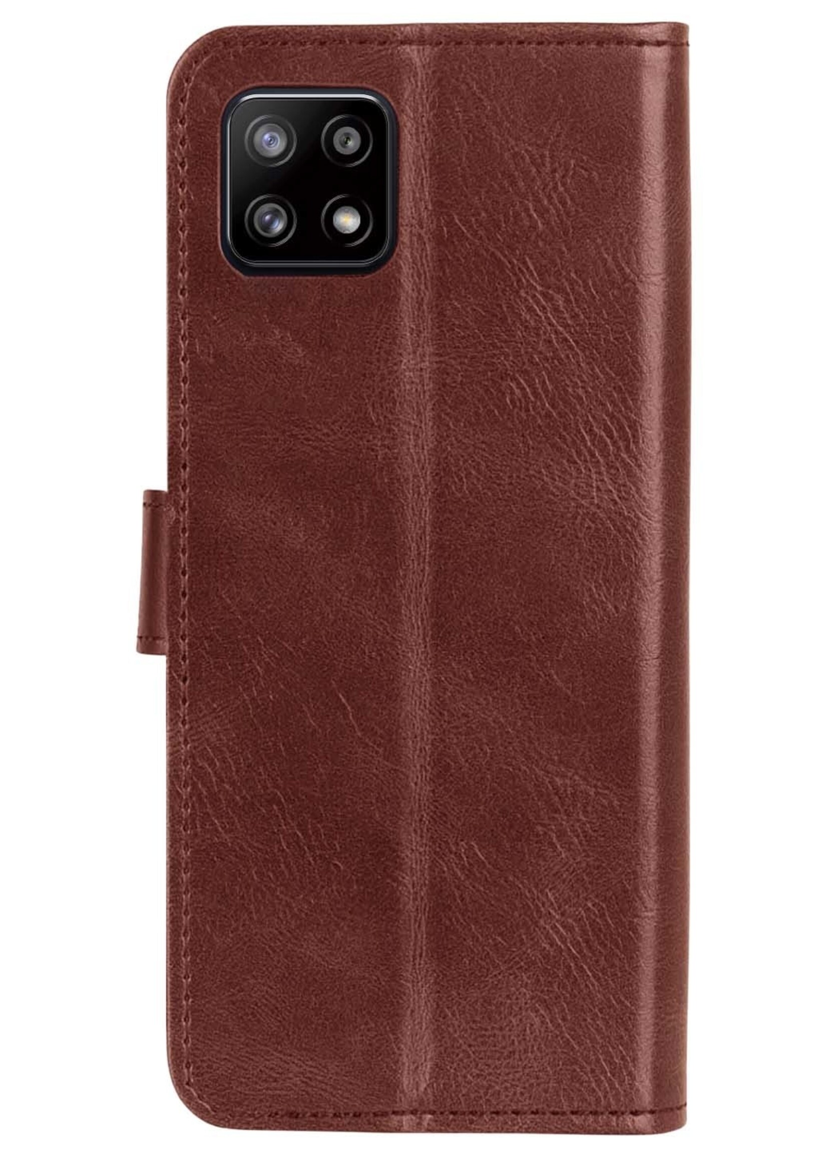 BTH Samsung M22 Hoesje Book Case Hoes - Samsung Galaxy M22 Case Hoesje Portemonnee Cover - Samsung Galaxy M22 Hoes Wallet Case Hoesje - Bruin
