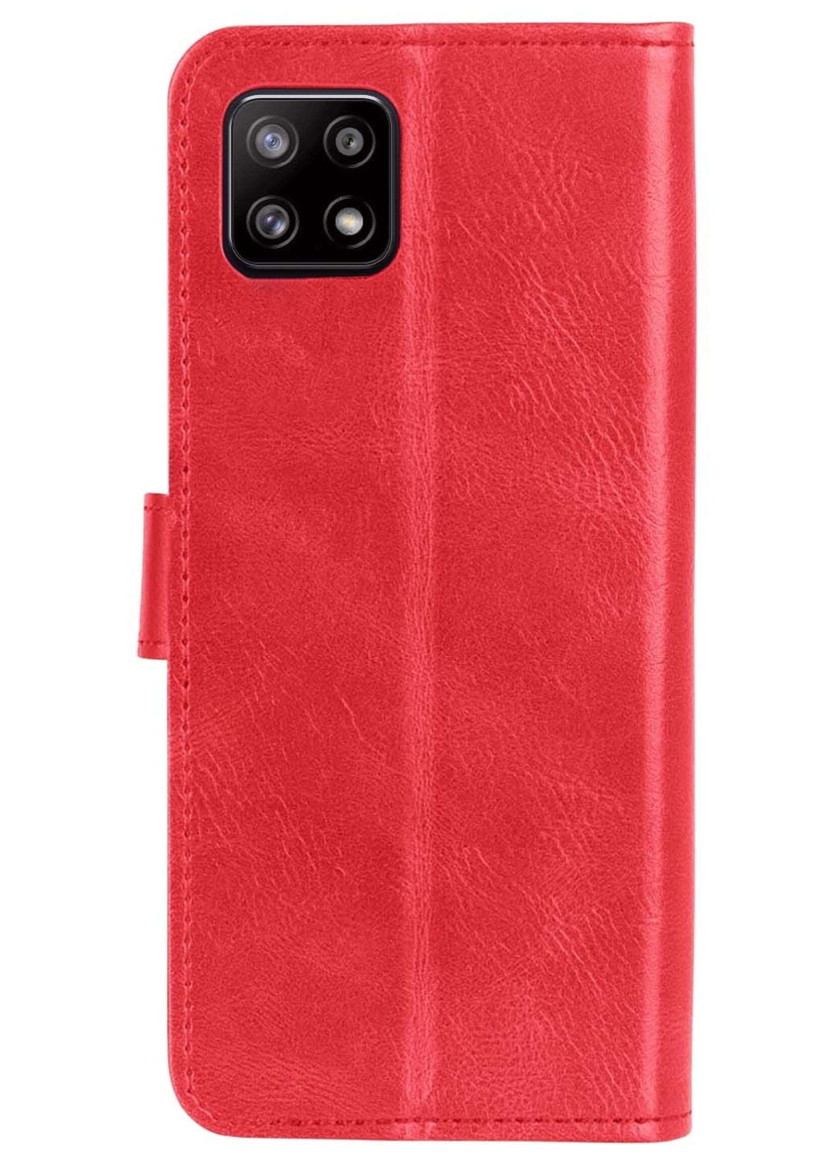 BTH Samsung M22 Hoesje Book Case Hoes - Samsung Galaxy M22 Case Hoesje Portemonnee Cover - Samsung Galaxy M22 Hoes Wallet Case Hoesje - Rood