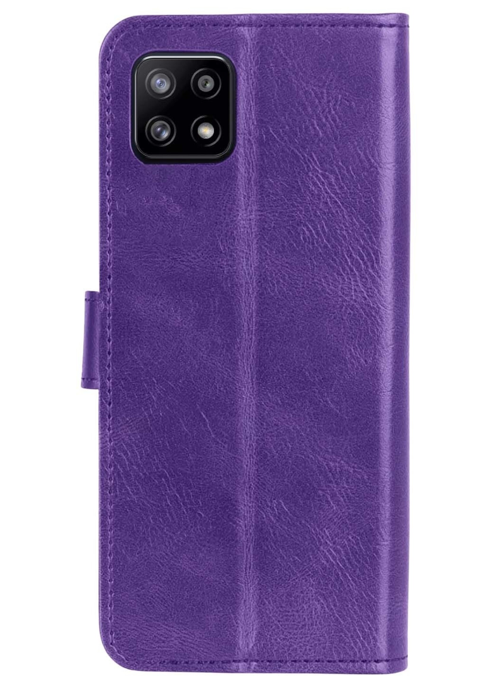 BTH Samsung M22 Hoesje Book Case Hoes - Samsung Galaxy M22 Case Hoesje Portemonnee Cover - Samsung Galaxy M22 Hoes Wallet Case Hoesje - Paars