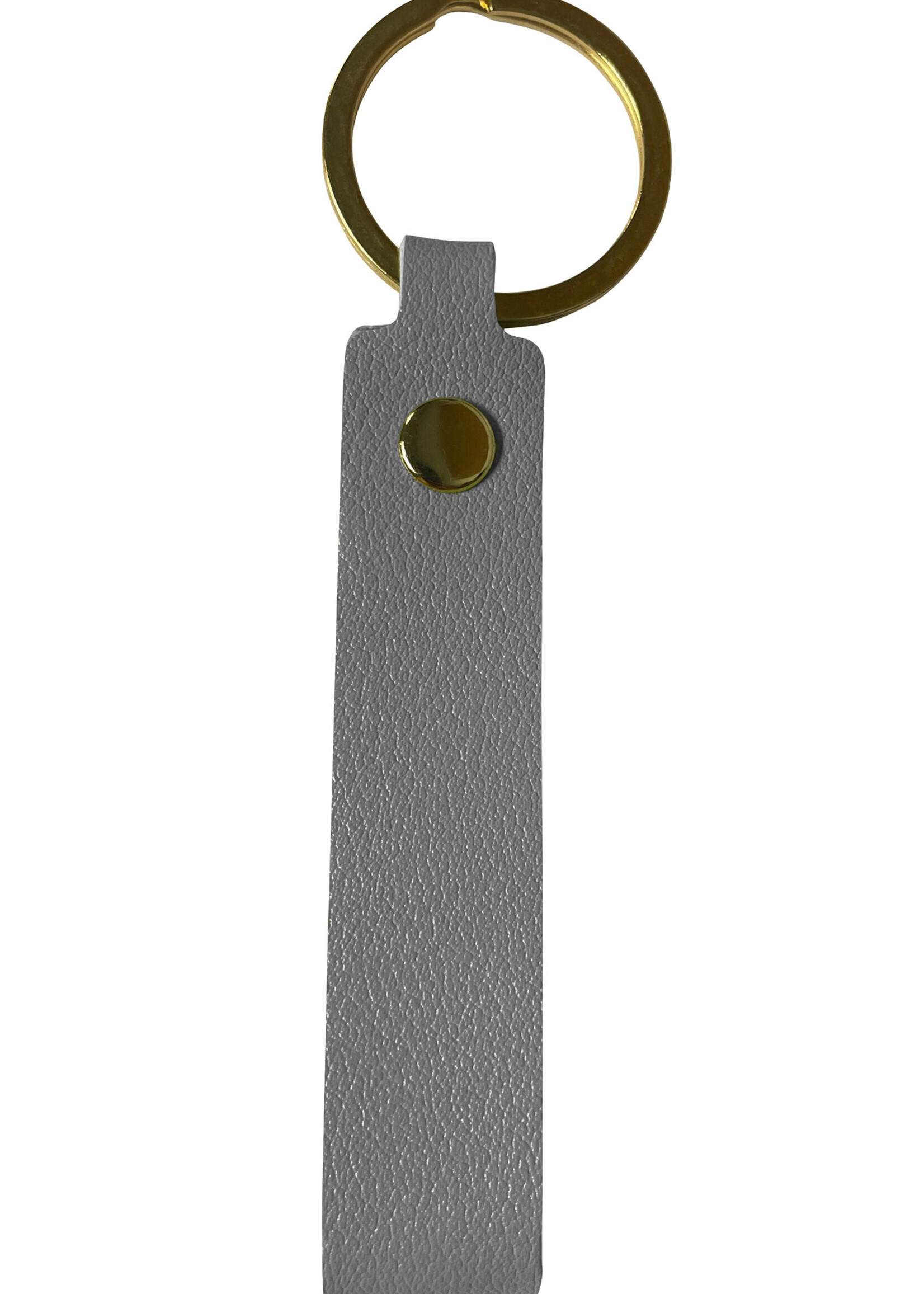 BTH Sleutelhanger Leer Dun Sleutelhanger Leer met Sleutelring Sleutelhanger - Grijs