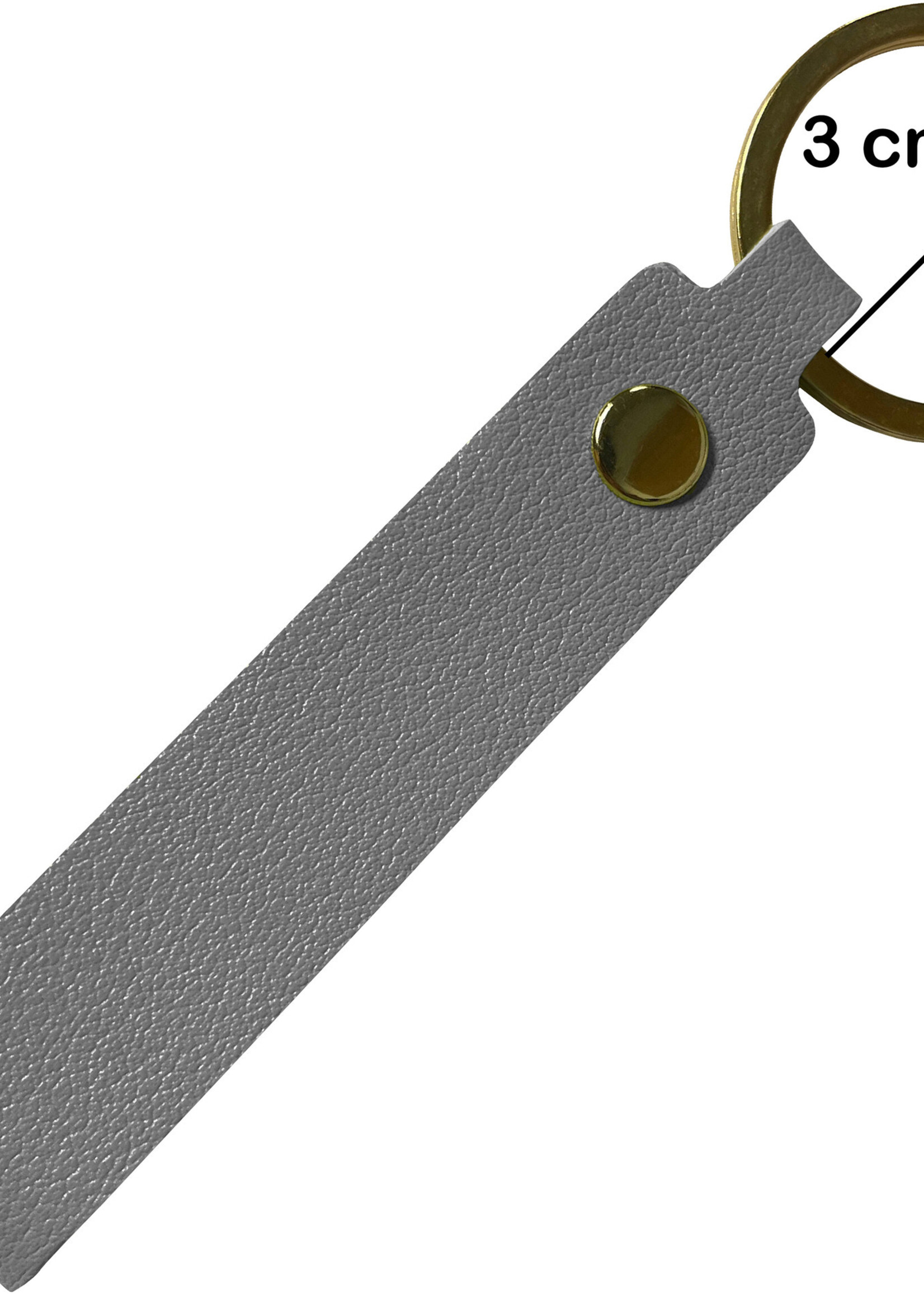 BTH Sleutelhanger Leer Dun Sleutelhanger Leer met Sleutelring Sleutelhanger - Grijs