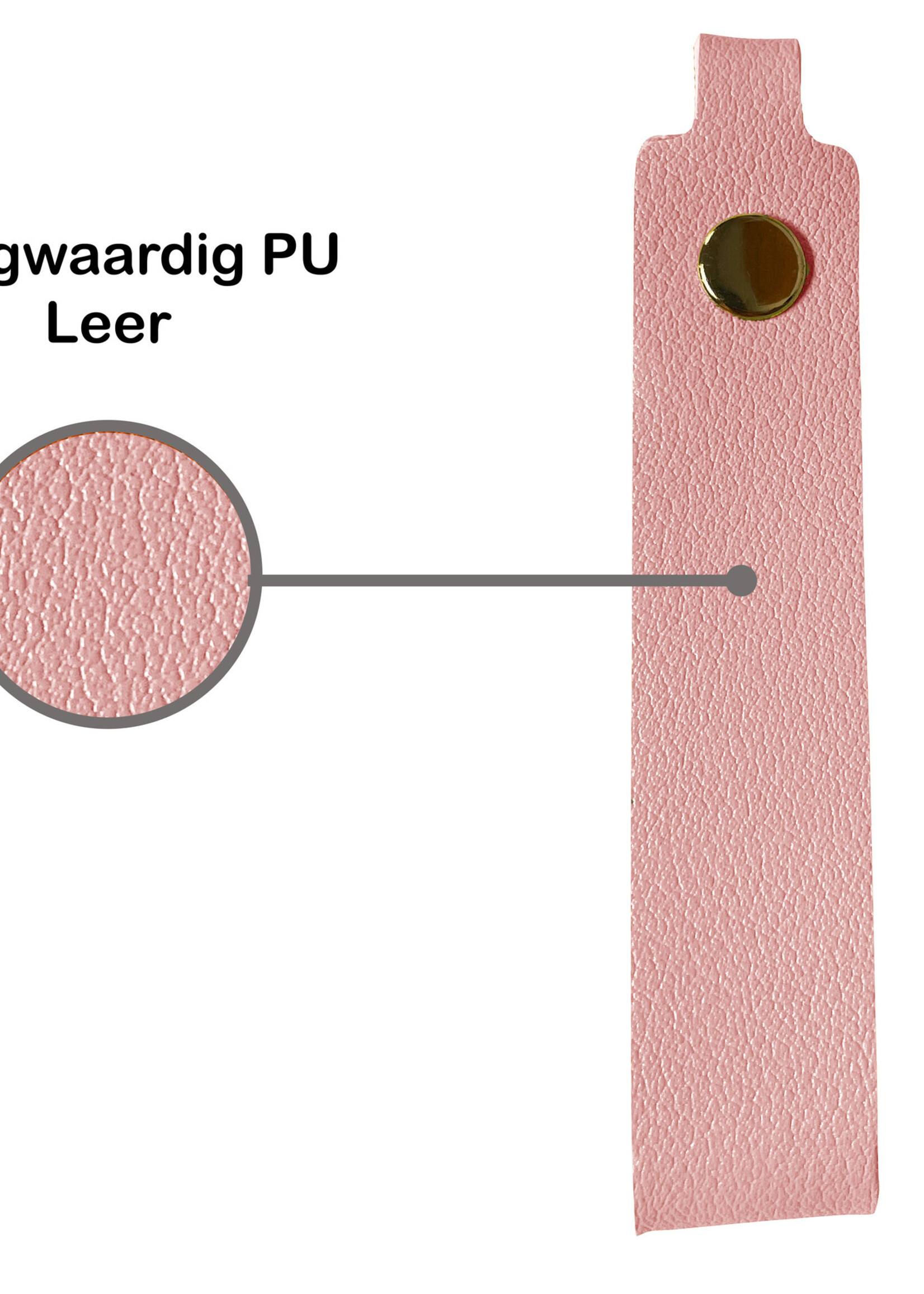 BTH Sleutelhanger Leer Dun Sleutelhanger Leer met Sleutelring Sleutelhanger - Lichtroze