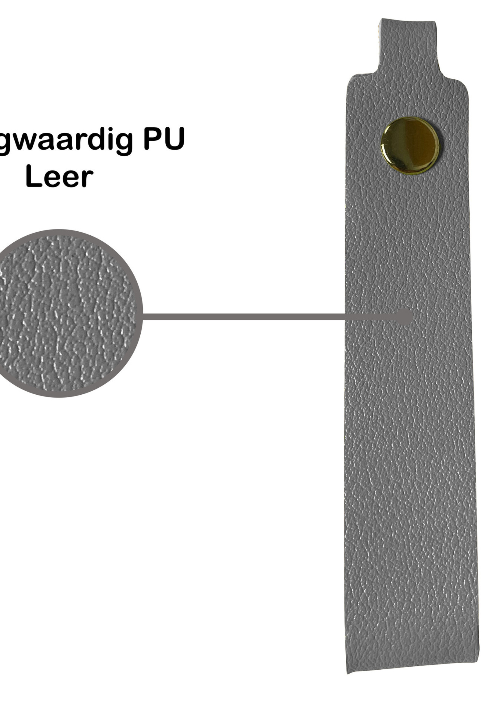 BTH Sleutelhanger Leer Dun Sleutelhanger Leer met Sleutelring Sleutelhanger - Grijs