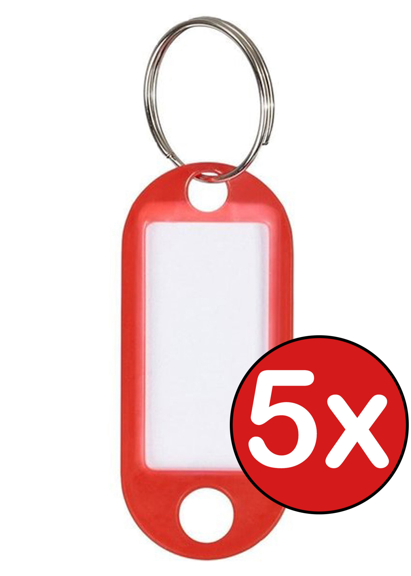 BTH Sleutellabels Sleutelhanger Bagagelabel Sleutellabel Gekleurde Naamlabels Label - Rood - 5 PACK