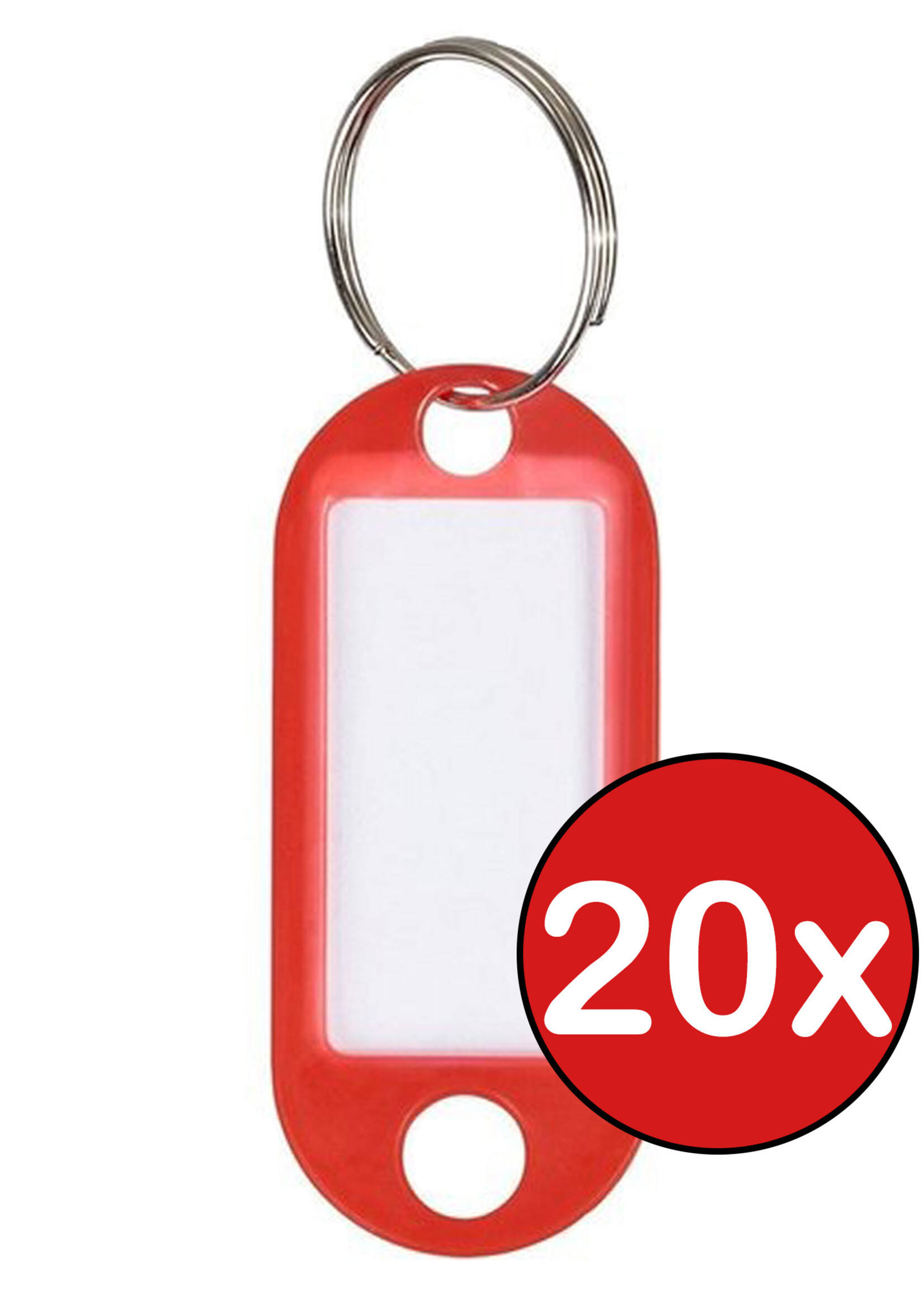 BTH Sleutellabels Sleutelhanger Bagagelabel Sleutellabel Gekleurde Naamlabels Label - Rood - 20 PACK