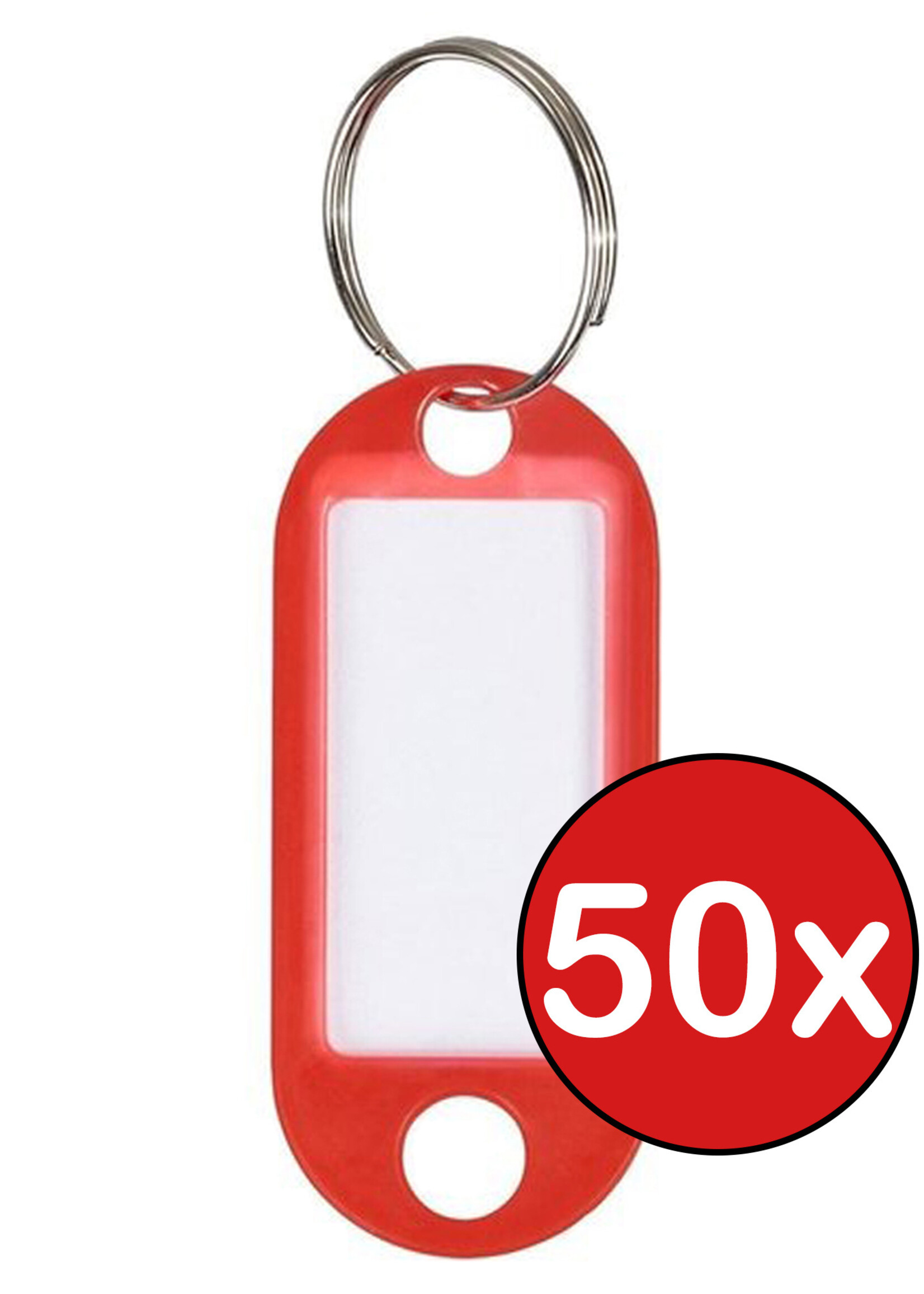 BTH Sleutellabels Sleutelhanger Bagagelabel Sleutellabel Gekleurde Naamlabels Label - Rood - 50 PACK